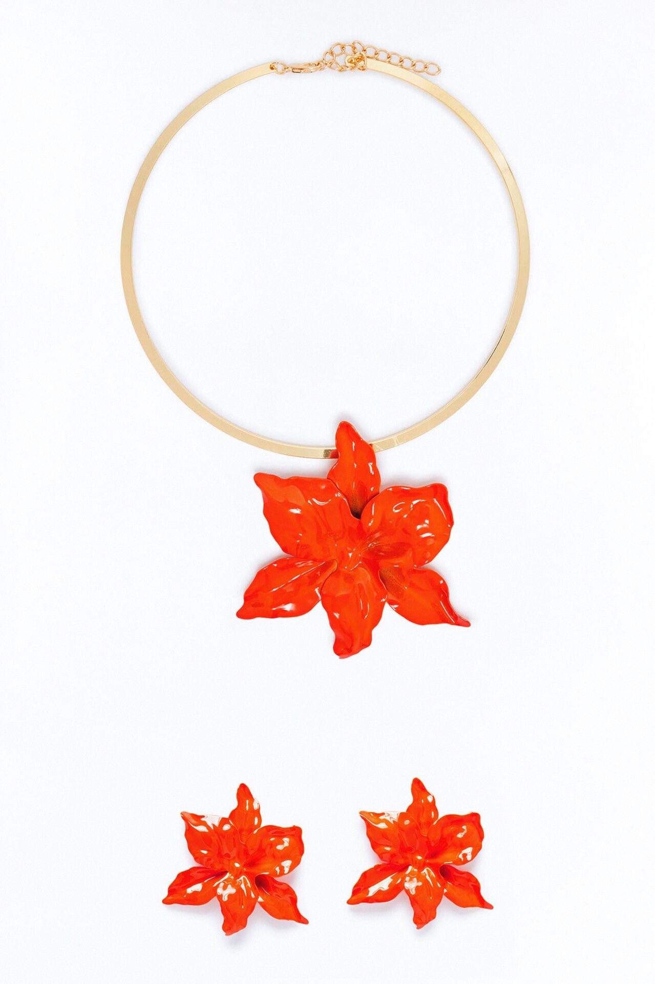 Island Vibes Necklace And Earring Set - Orange
