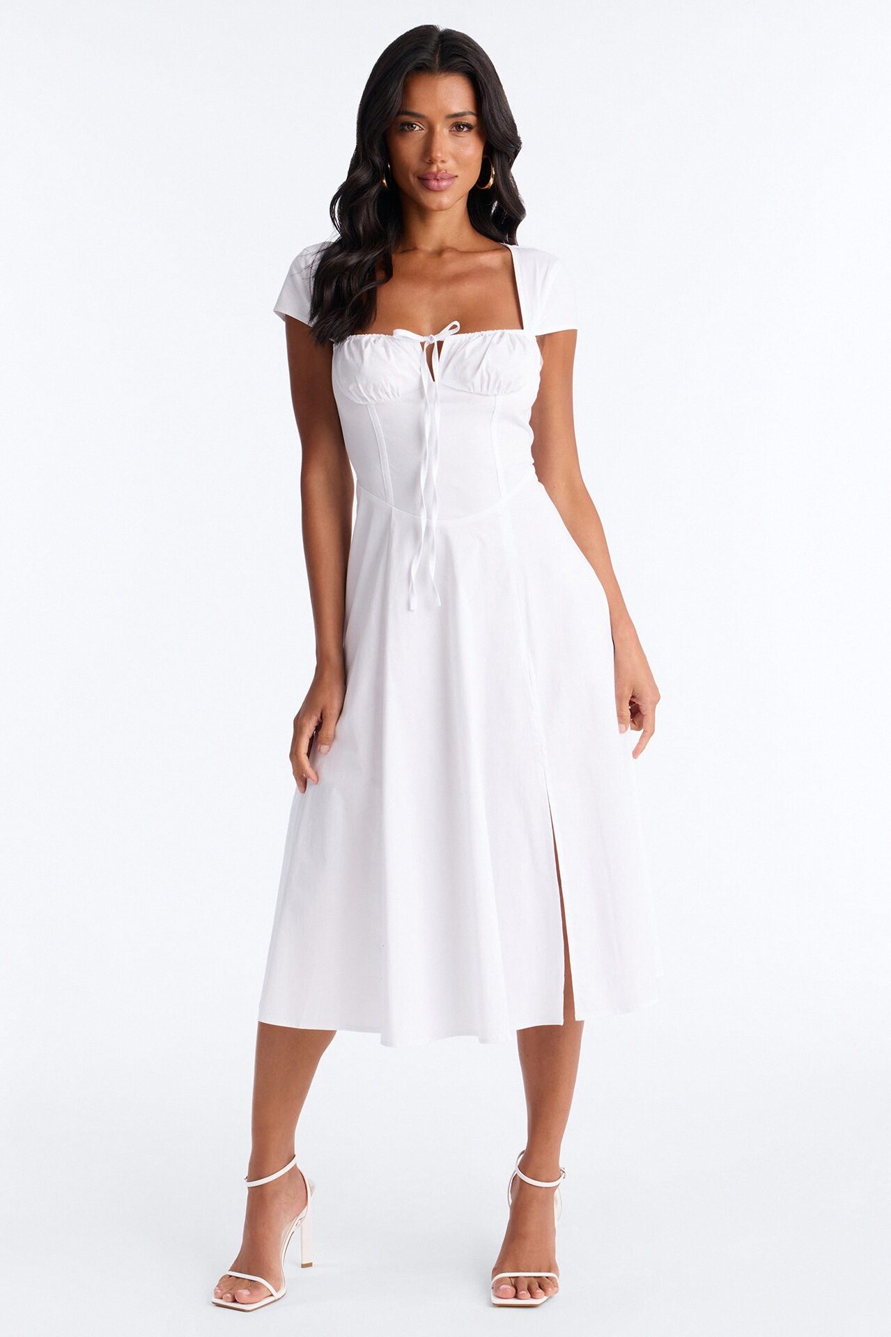 Juniper Cap Sleeve Midi Dress - White