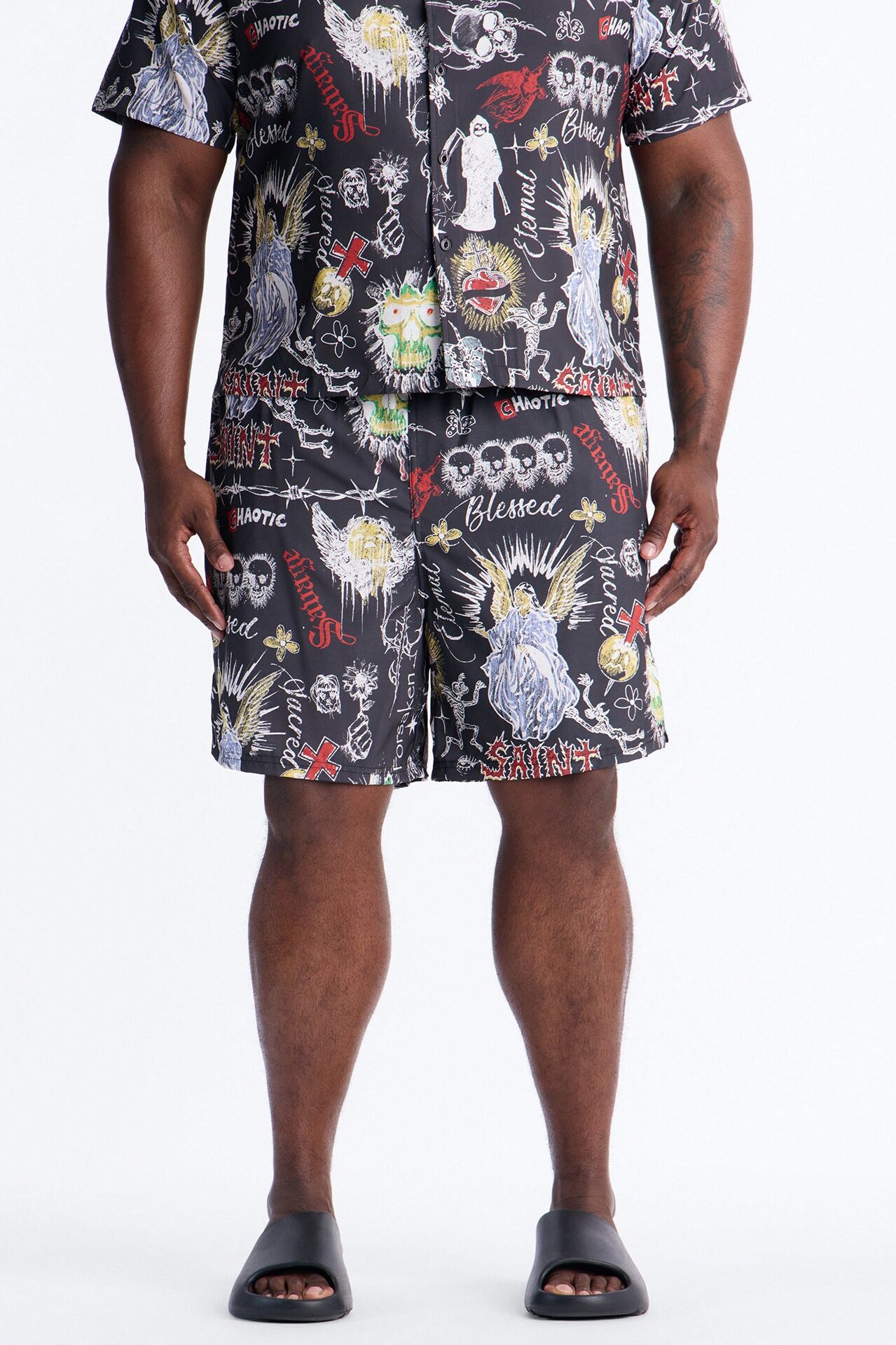 Graffiti Parlor All Over Printed Swim Trunk 7″ - Multi Color