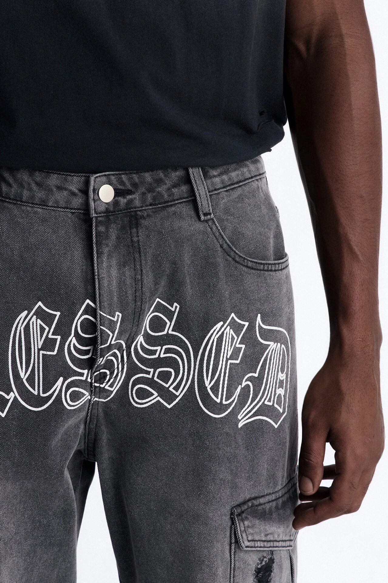 Blessed Chaos Cargo Jean - Black Wash