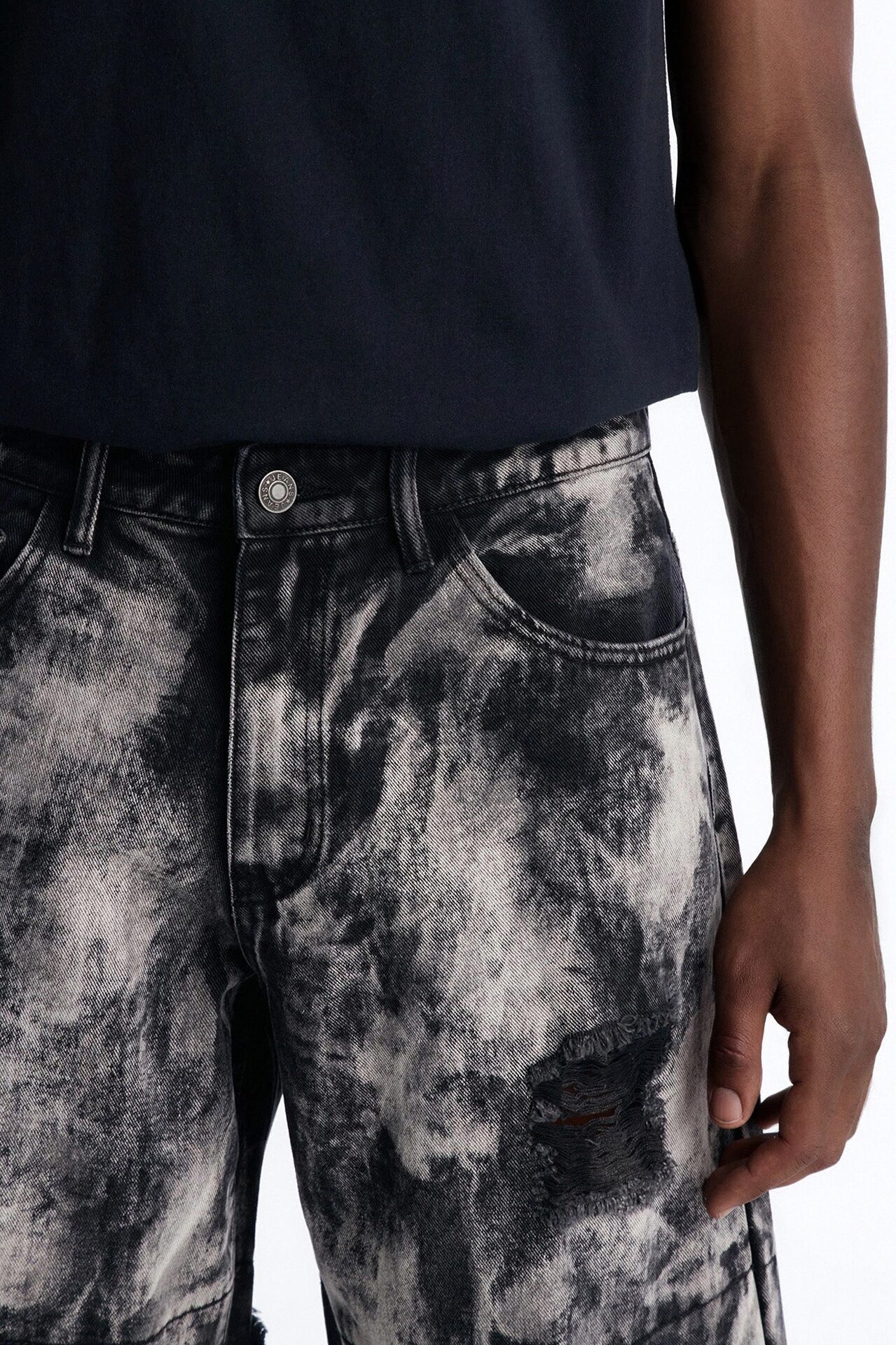 Baggy Safari Riot Denim Short - Black Wash