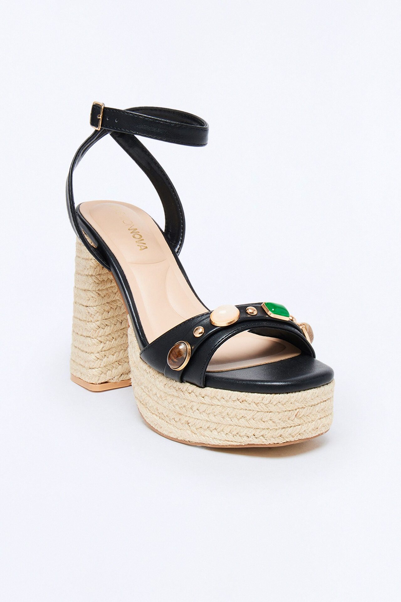 Ashia Jute Platform Heels - Black