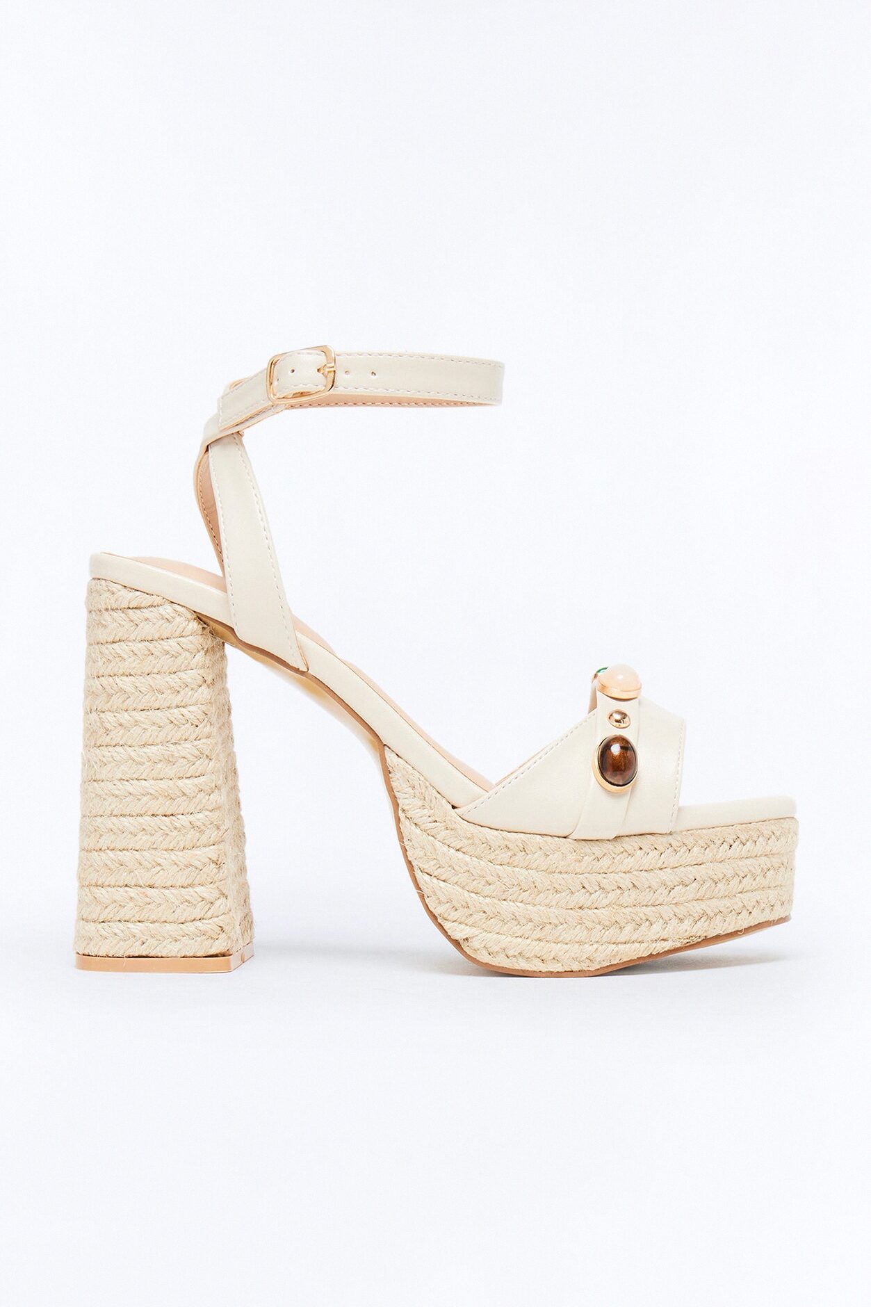 Ashia Jute Platform Heels - Cream