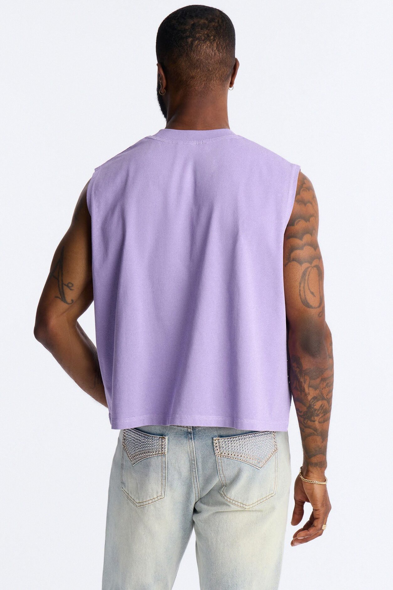 Boxy Cropped Caliber Muscle Tee - Purple