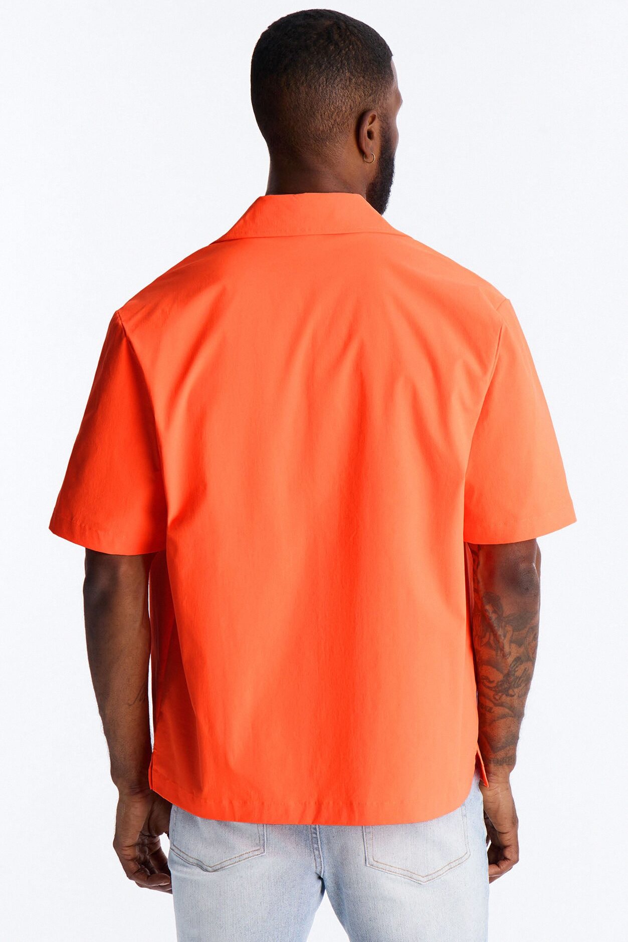 Montez Cuban Collar Button Up Shirt - Orange