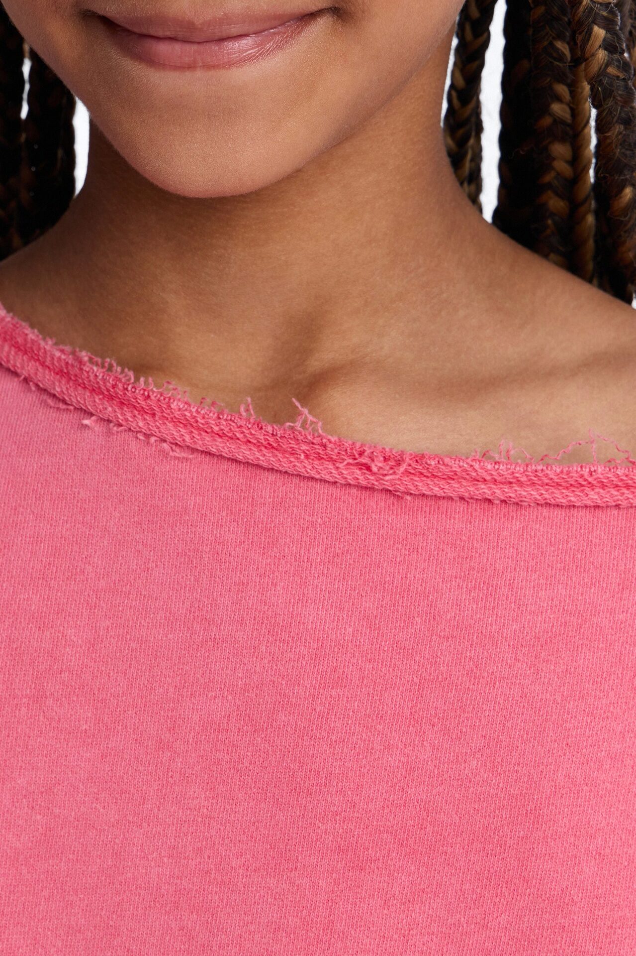 Mini The Washed Off Shoulder Sweatshirt And Pant Set - Coral