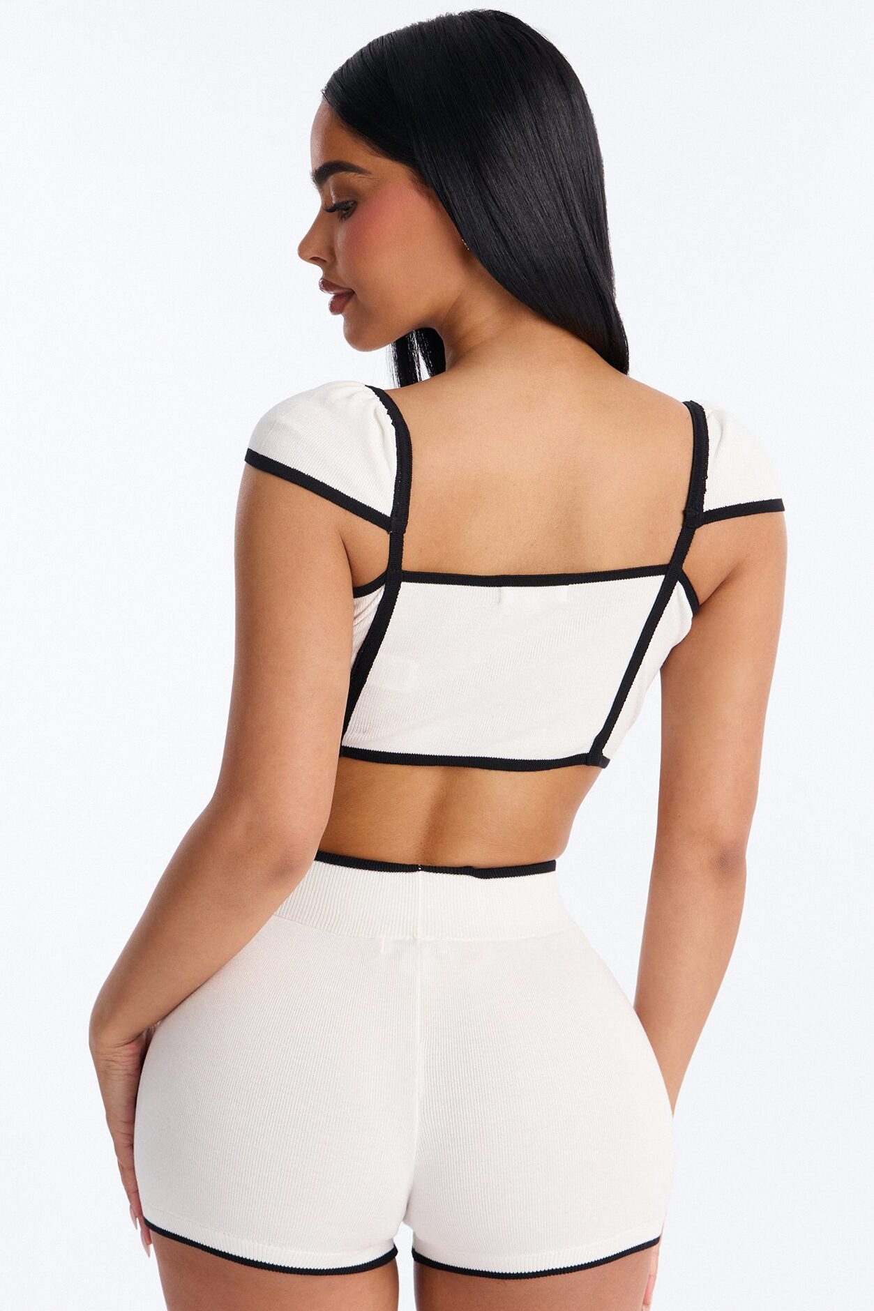 Dariana Sweater Micro Short Set - White