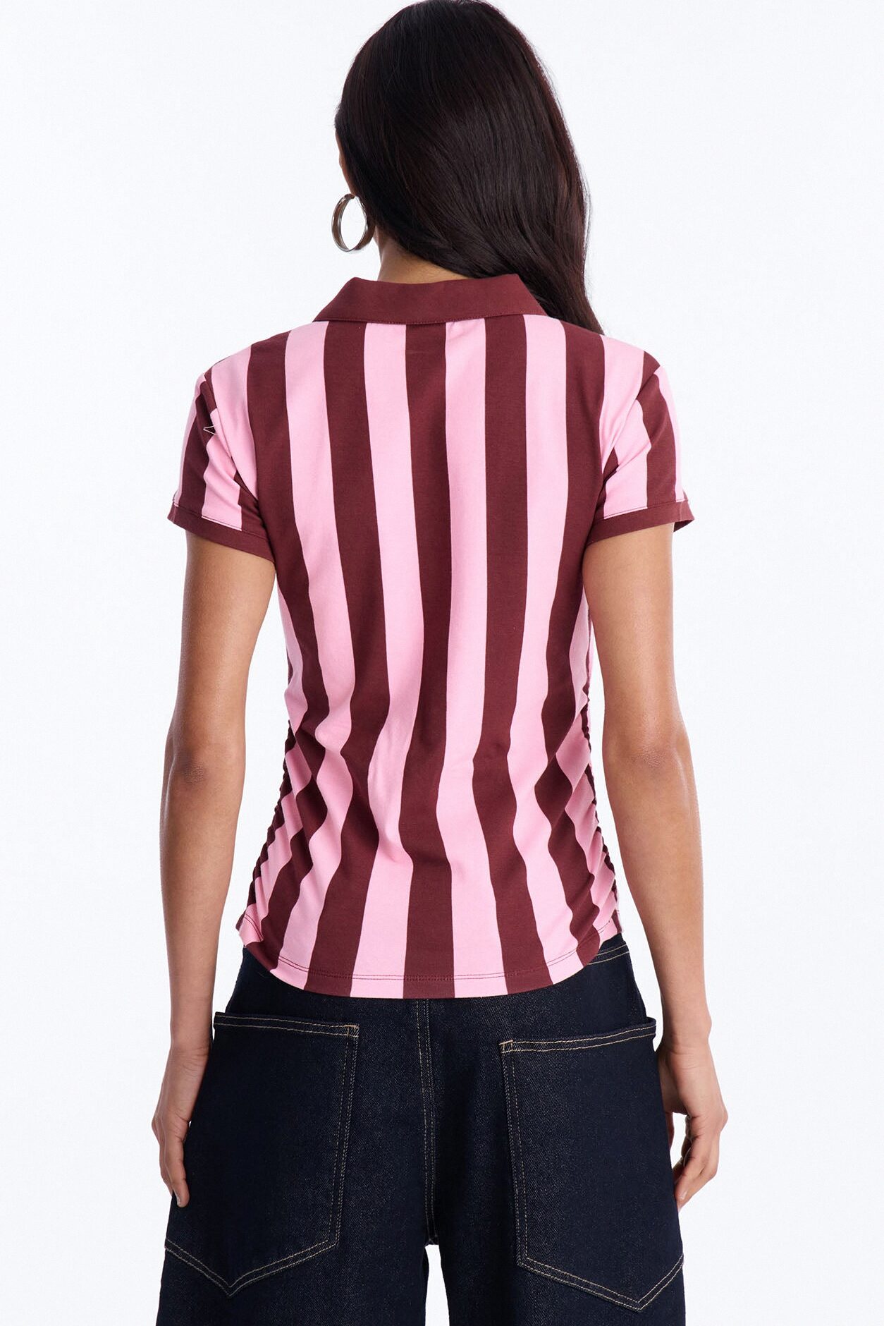 First Pick Striped Short Sleeve Top - Burgundy/combo