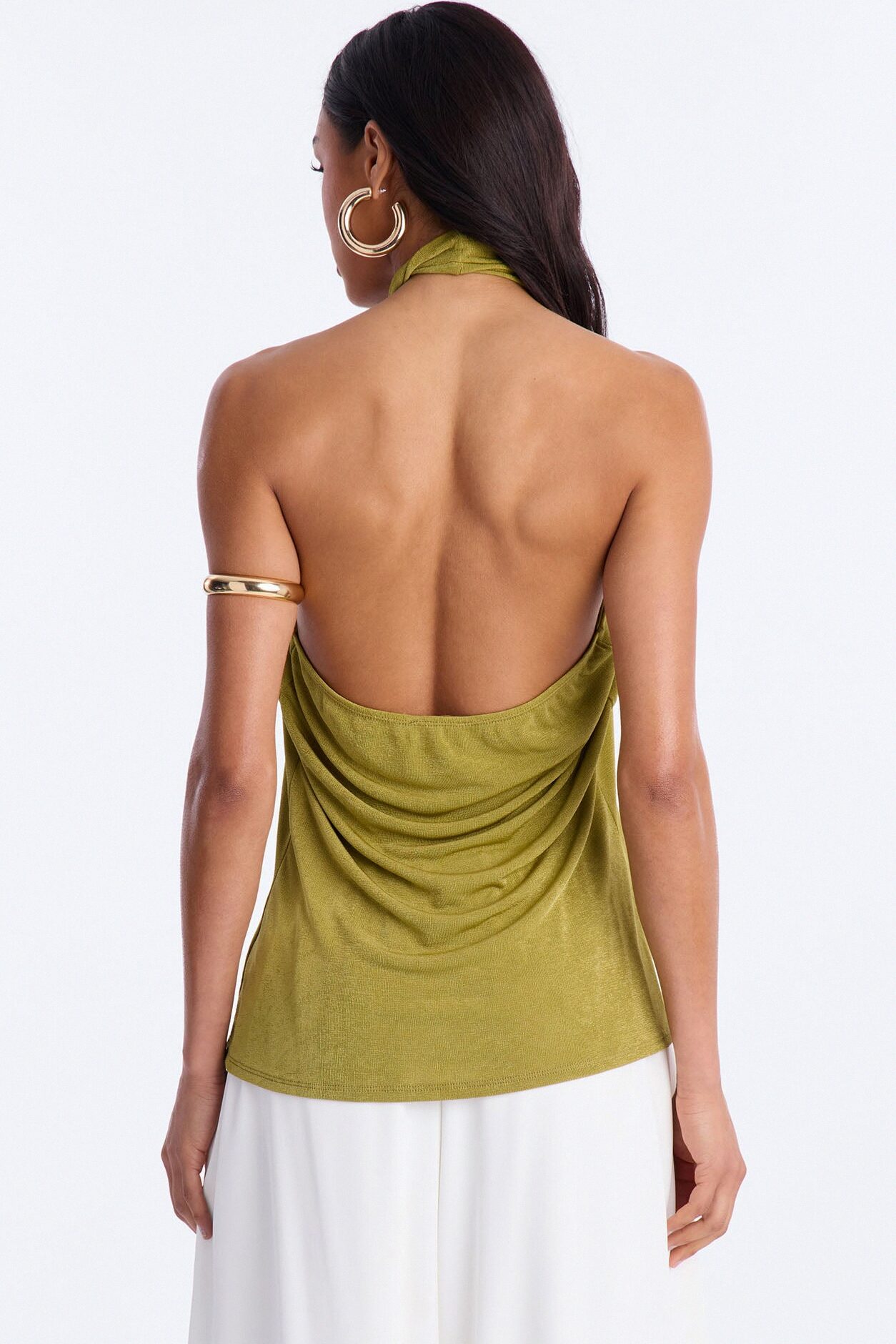 Your Desire Ruched Halter Flyaway Top - Green