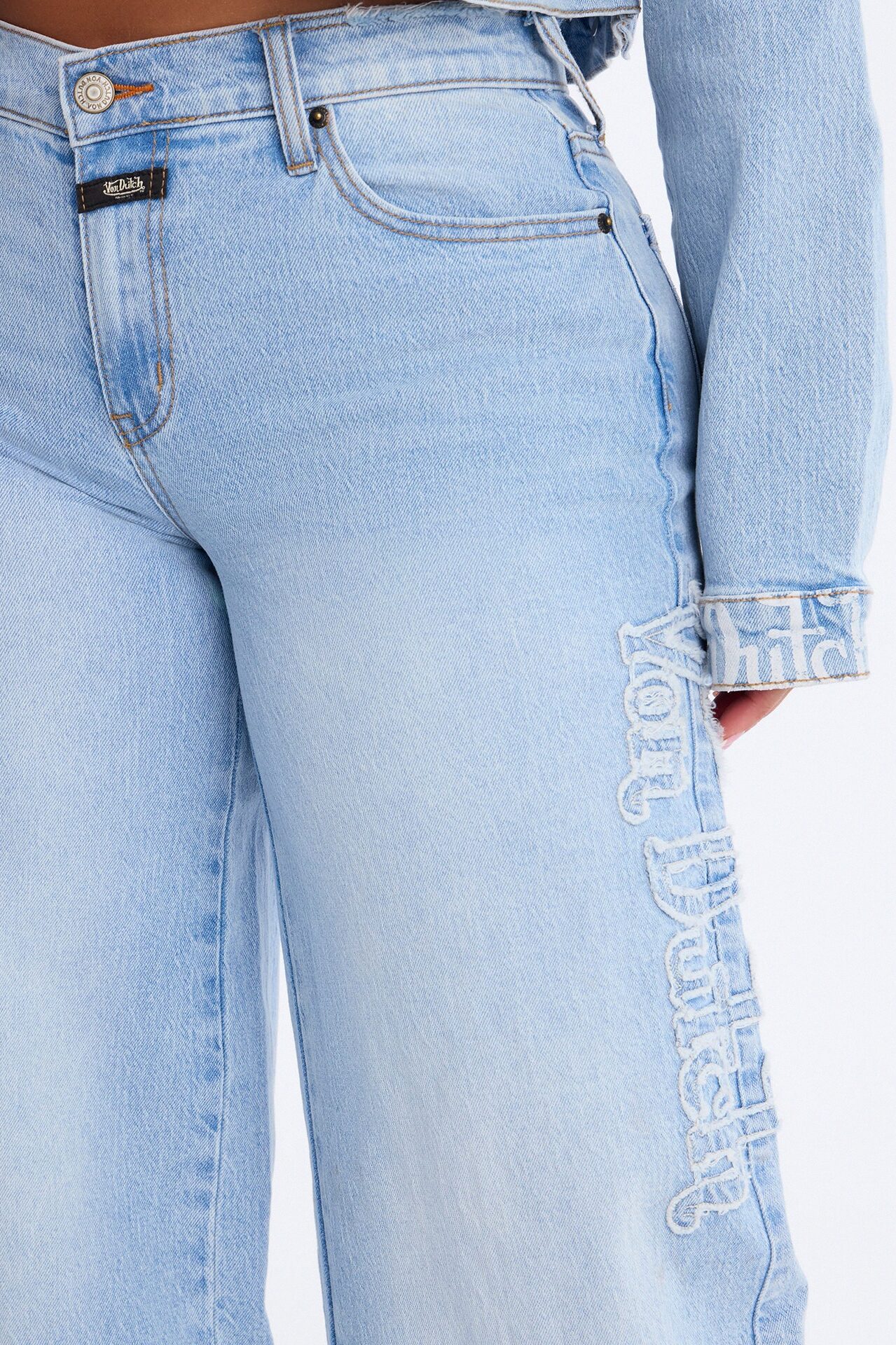 Von Dutch Fray Wide Leg Jeans - Light Wash