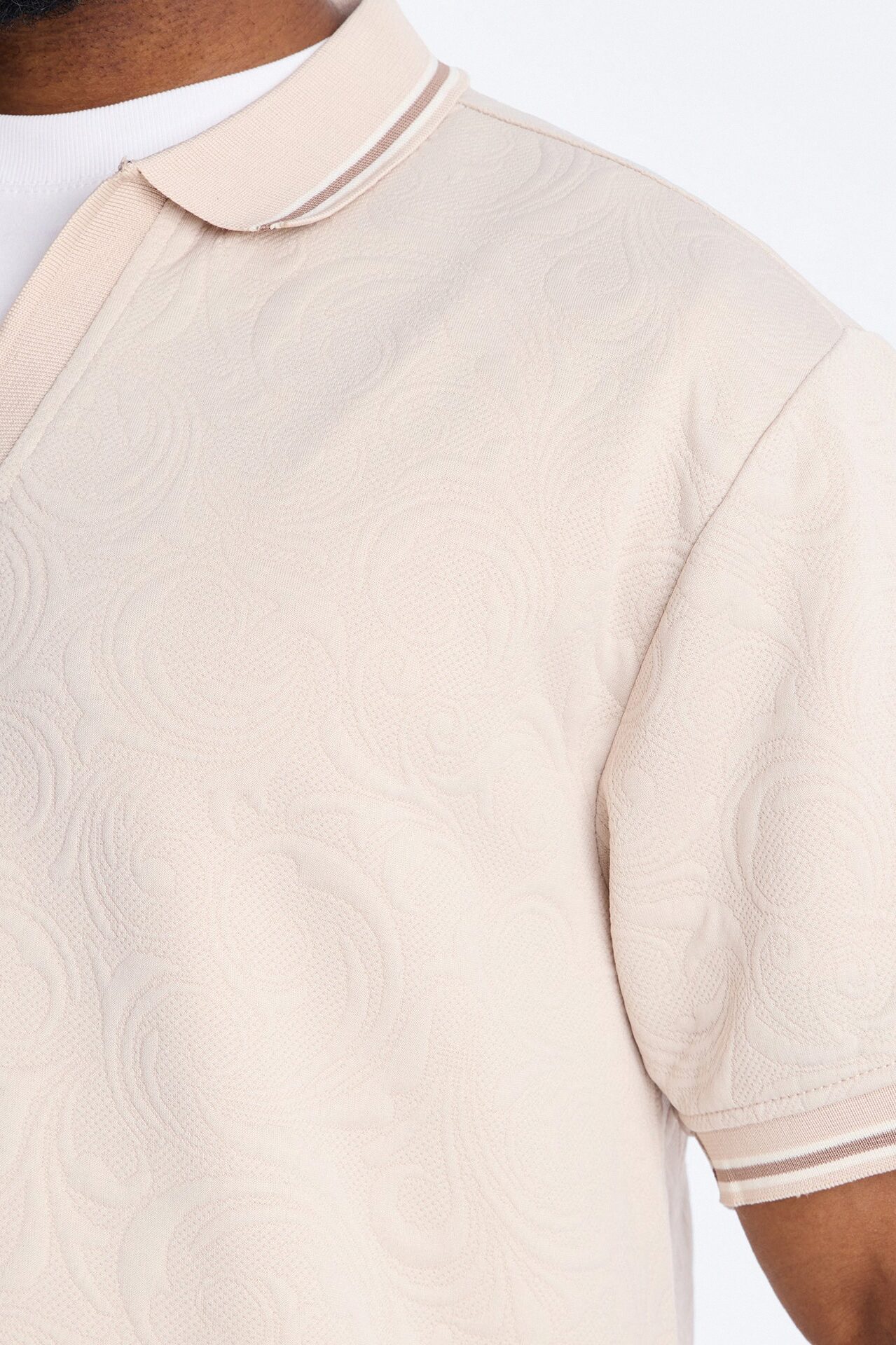 Saints Floral Johnny Collar Polo - Oatmeal