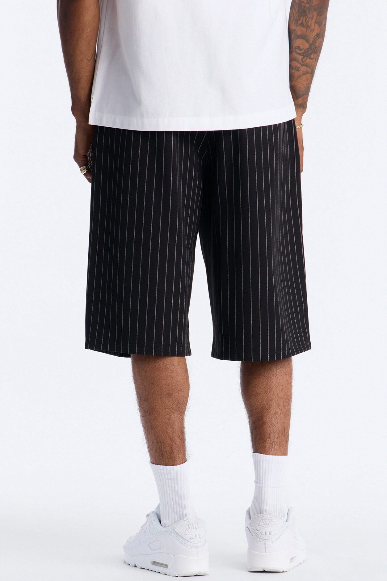 Baggy Straight Striped Soho Refined Short - Black