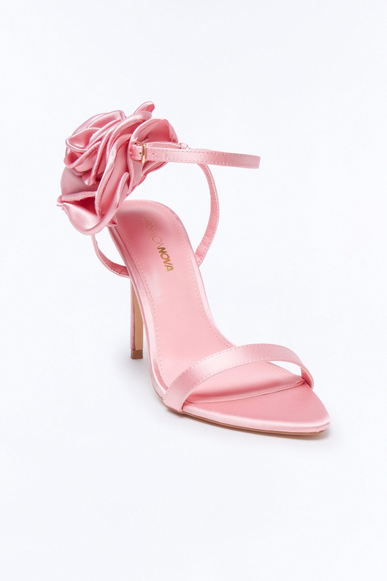 Kesia Satin Flower Stiletto Heels - Coral