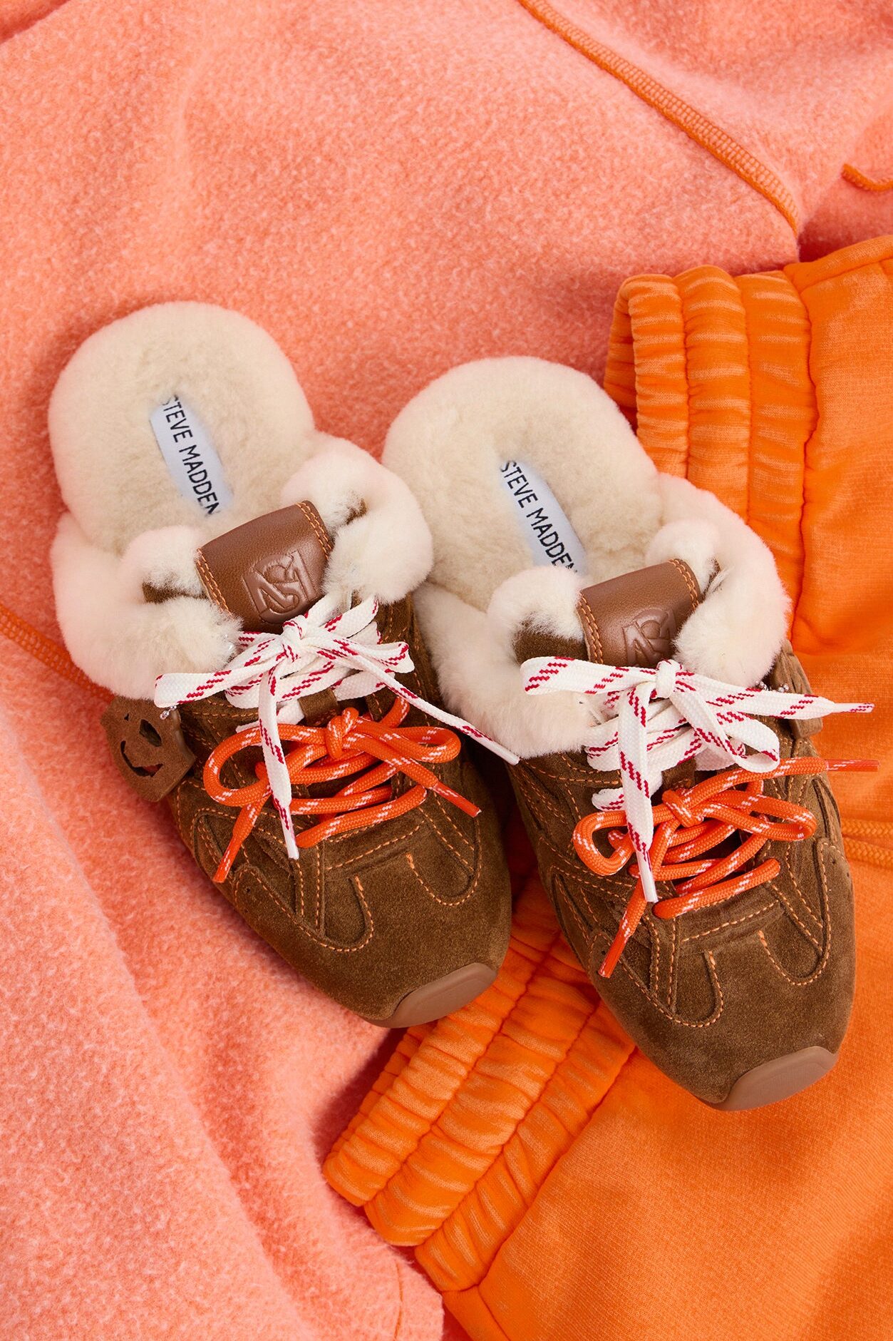 Steve Madden Aziel Faux Fur Suede Slip On Sneakers - Chestnut