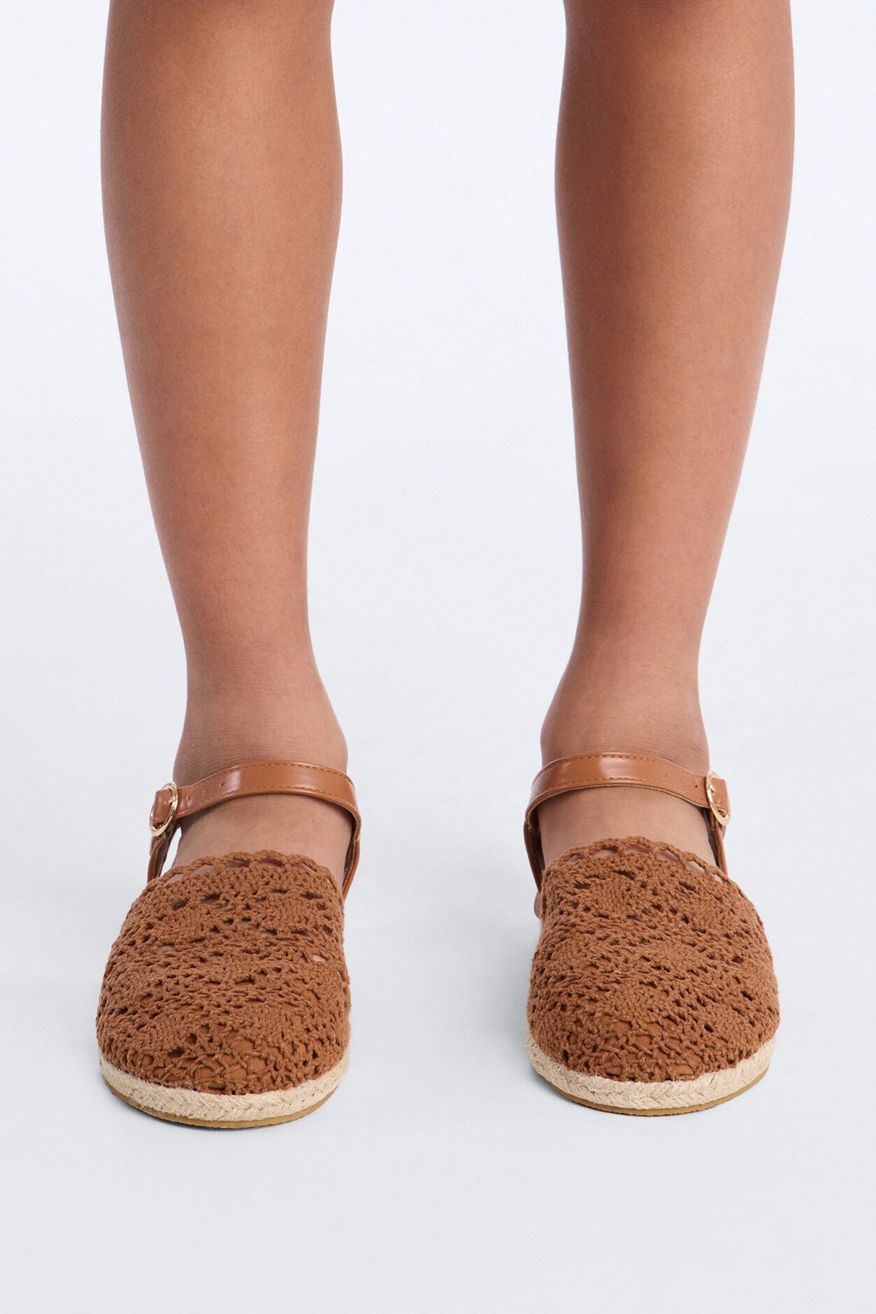Mini Estelle Crochet Espadrille Flats - Tan