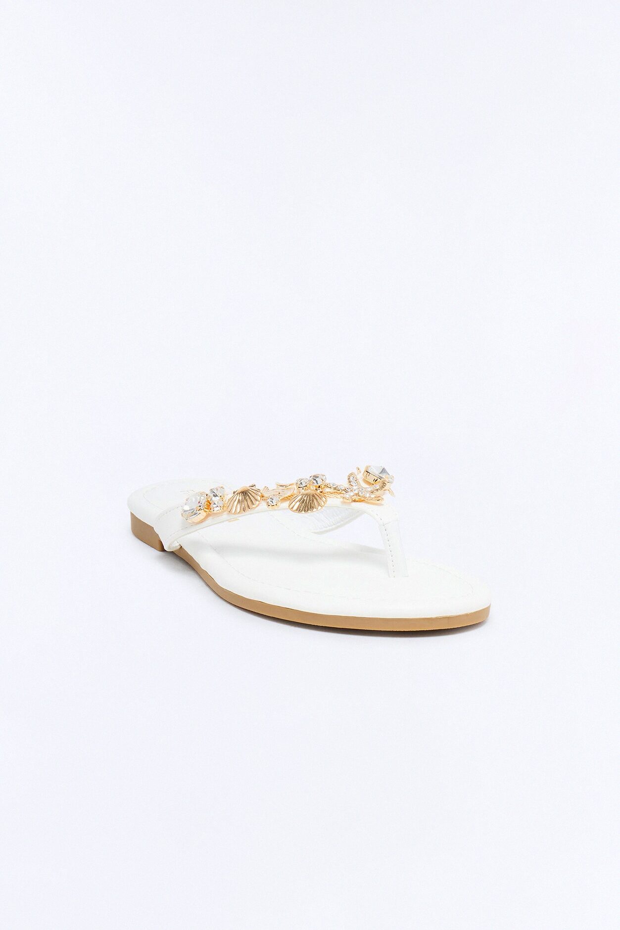 Attina Seashell Charm Flip Flops - White