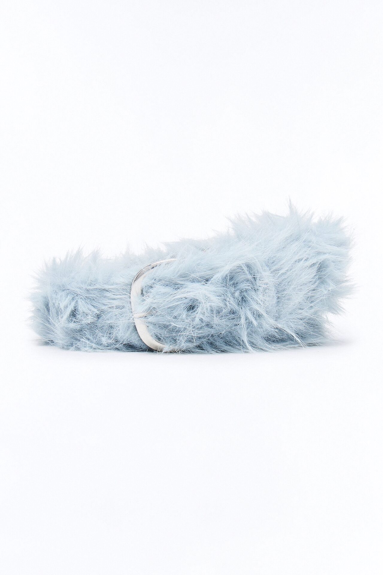 Faux Fur Pin Buckle Belt - Light Blue