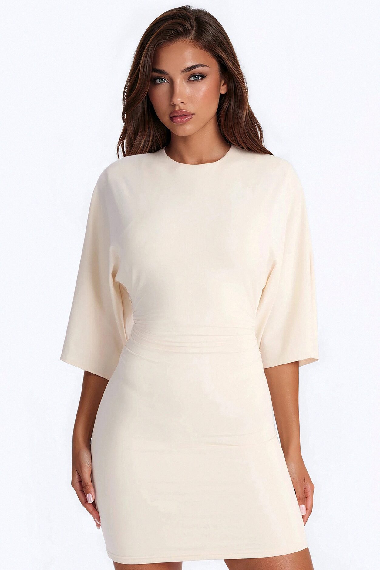 Robin Ruched Mini Dress - Cream