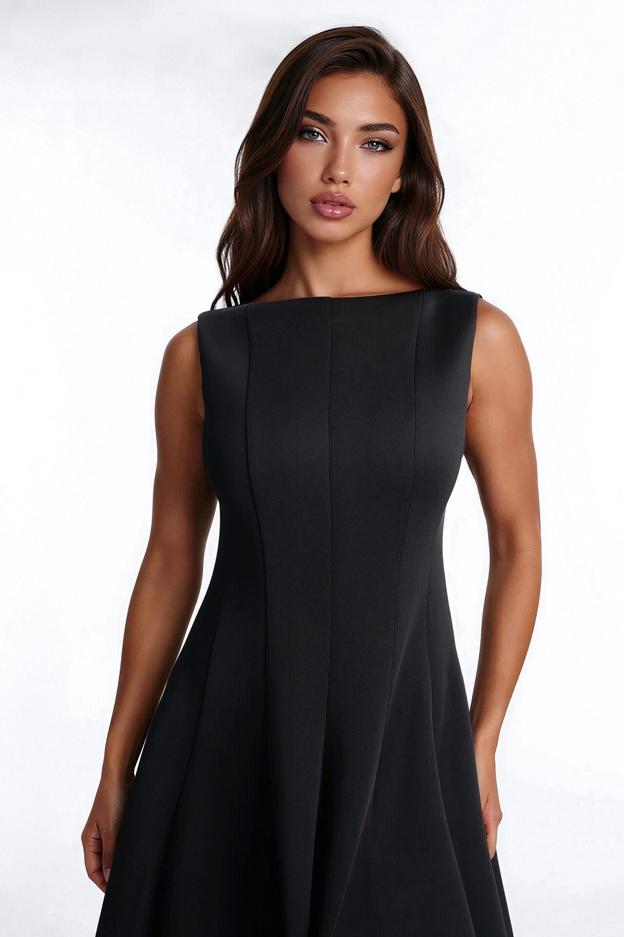 Petite Sweet Sunday Pleated Midi Dress - Black
