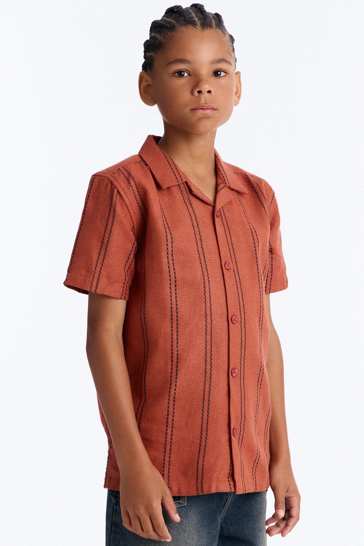 Mini Still The Best Striped Button Down Shirt - Coral