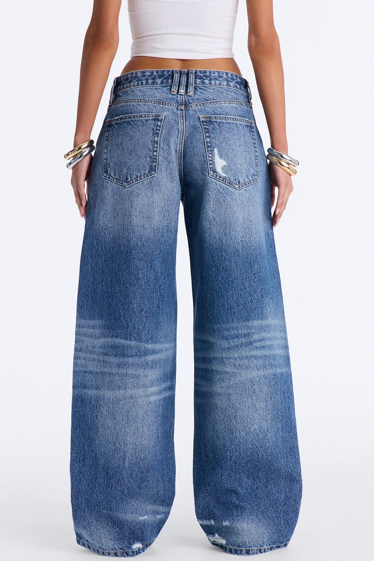 Just Like Me Ripped Straight Leg Jeans - Dark Wash