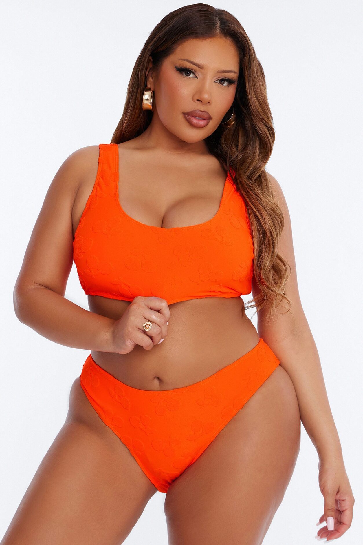 Karlie Terry Cloth 2 Piece Bralette Bikini Set - Orange