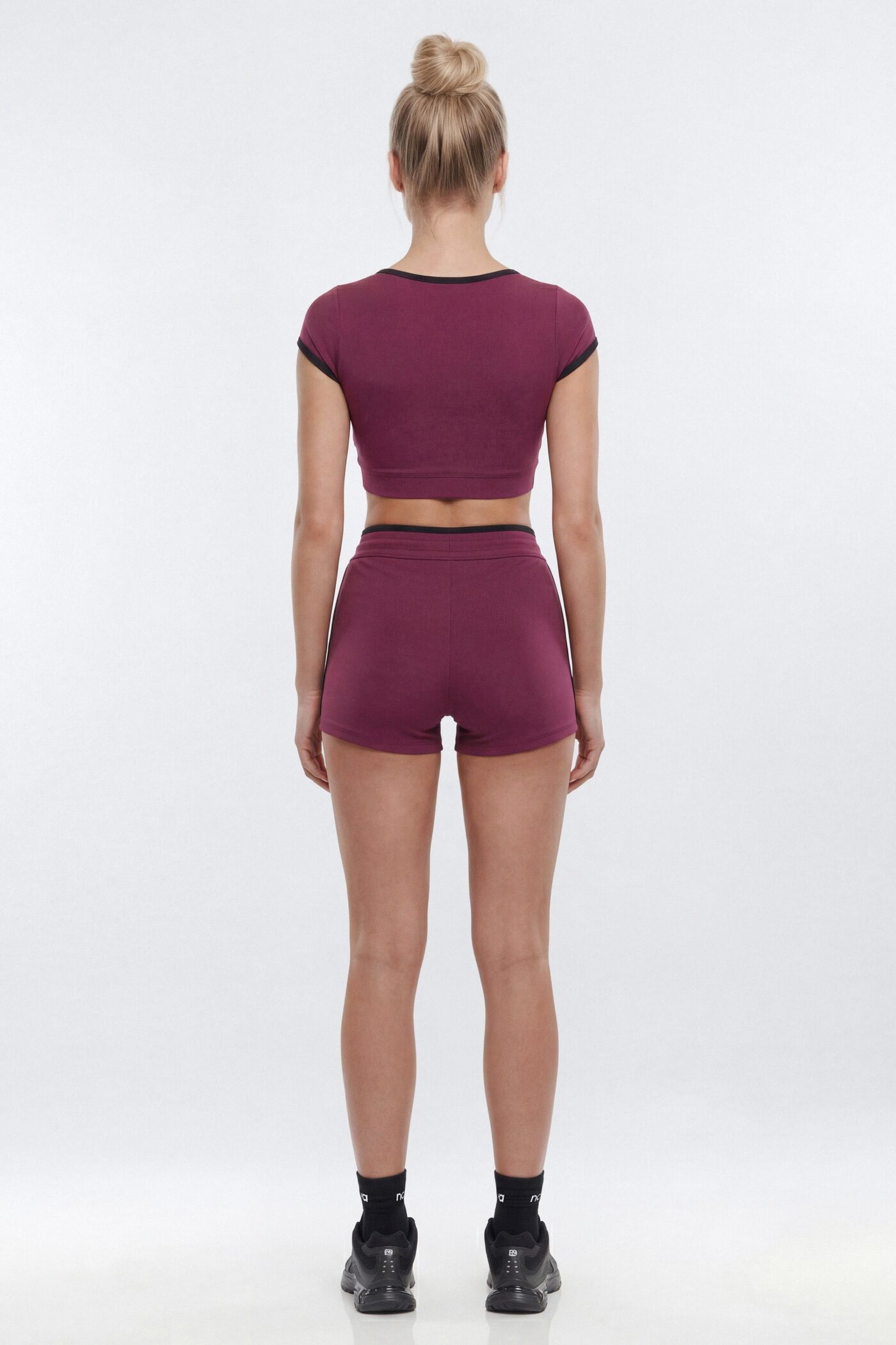 ProStretch™ 4″ Contrast Trim High Rise Biker Short - Merlot