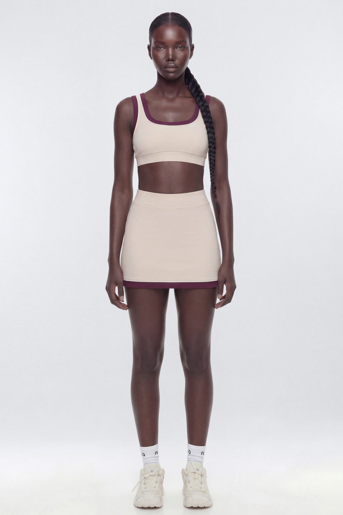 ButterSoft Contrast Trim Sports Skort - Oat Milk