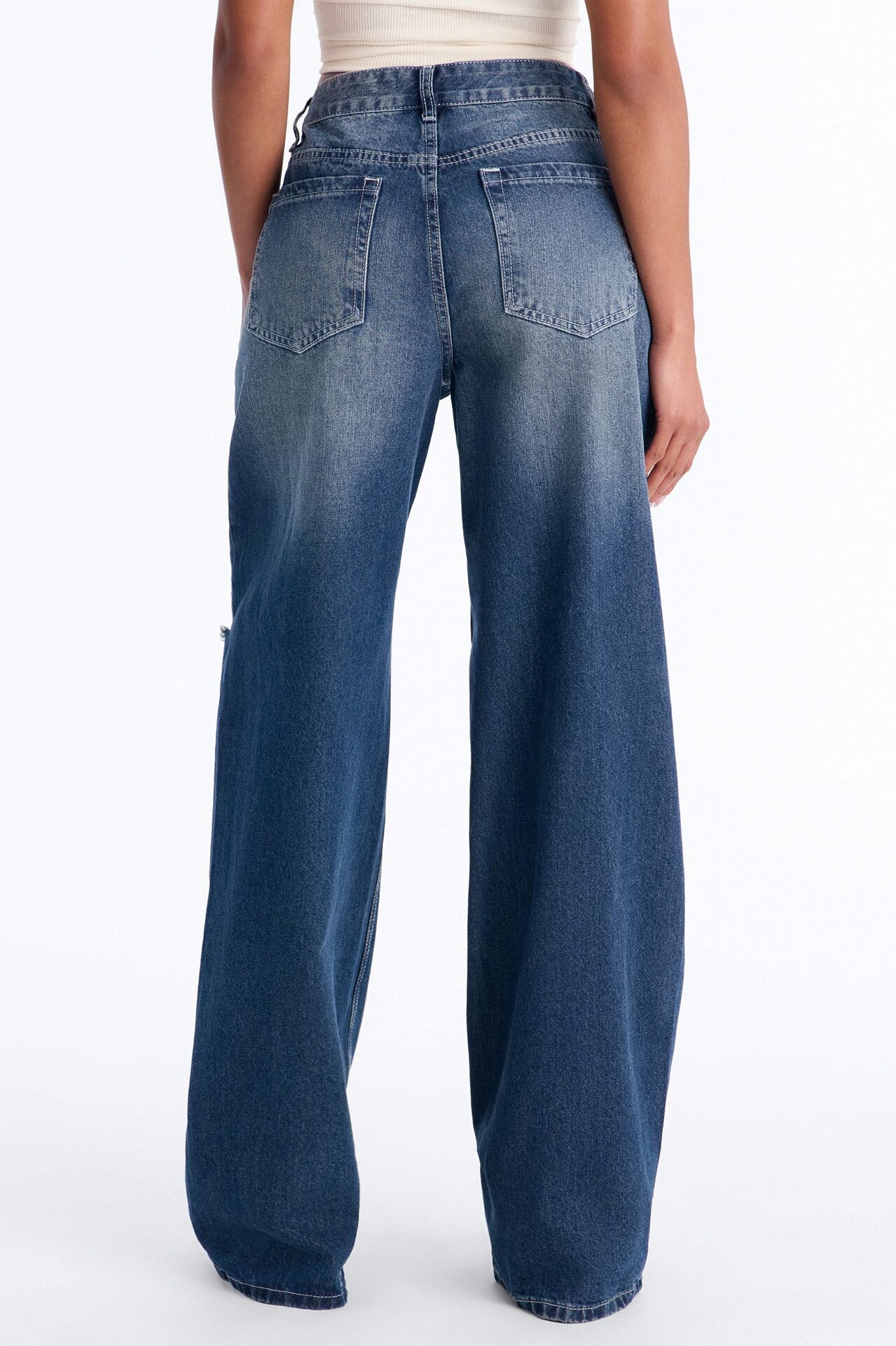 Next Time Ripped Straight Leg Jeans - Dark Wash