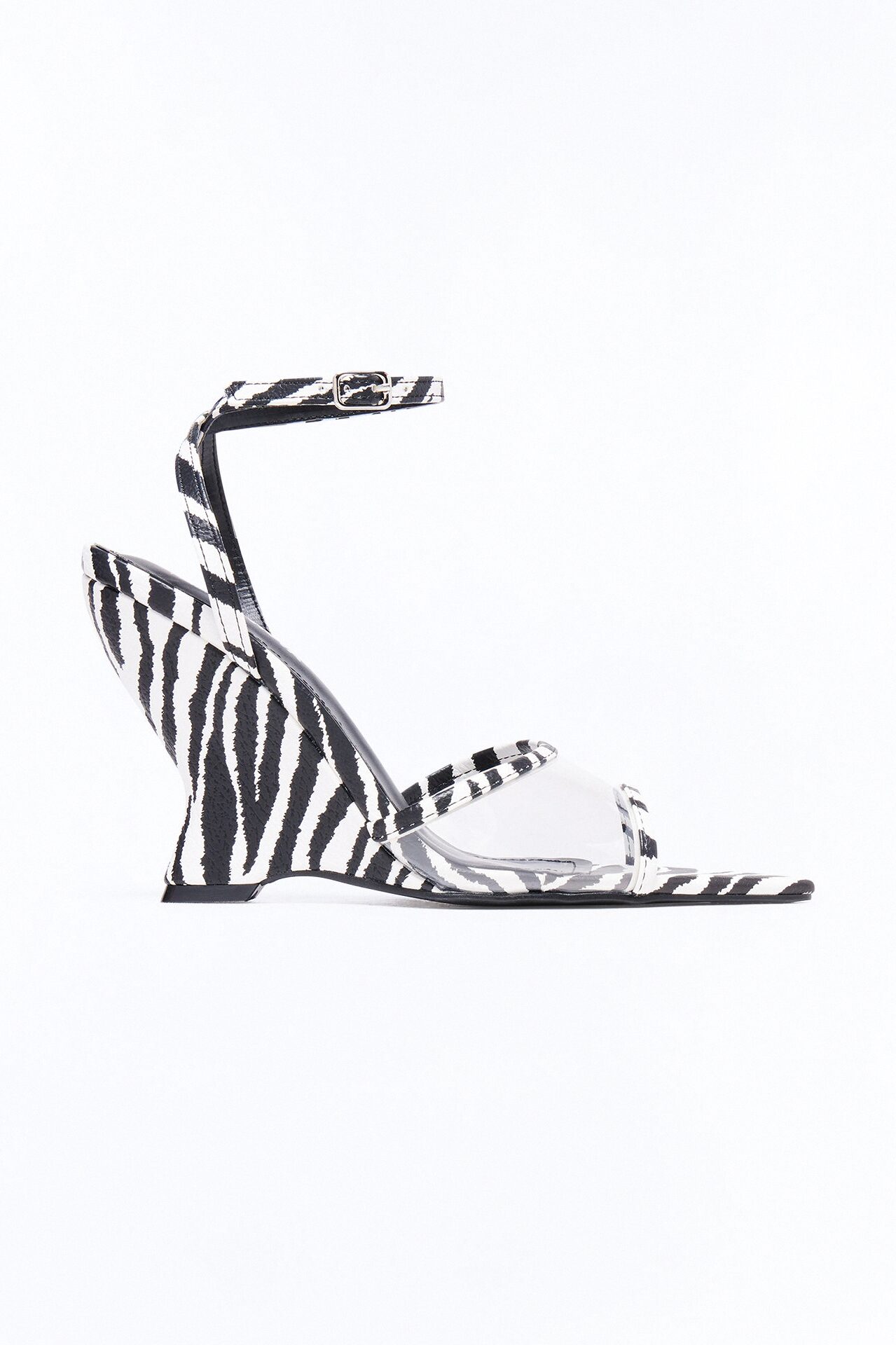 Delfina Ankle Strap Wedges - Black/White