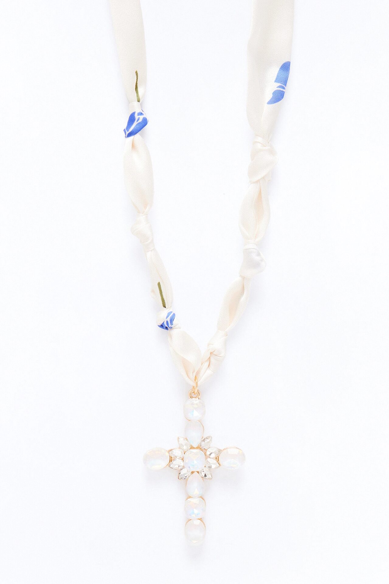 Rosemary Scarf Necklace - White/Gold