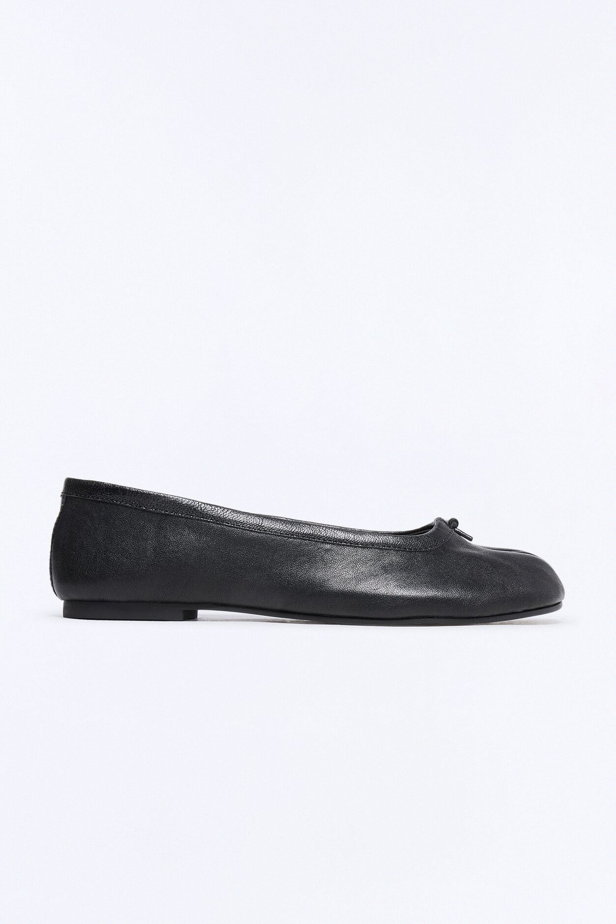Steve Madden Calico Black Leather Split Toe Tabi Ballet Flat - Black