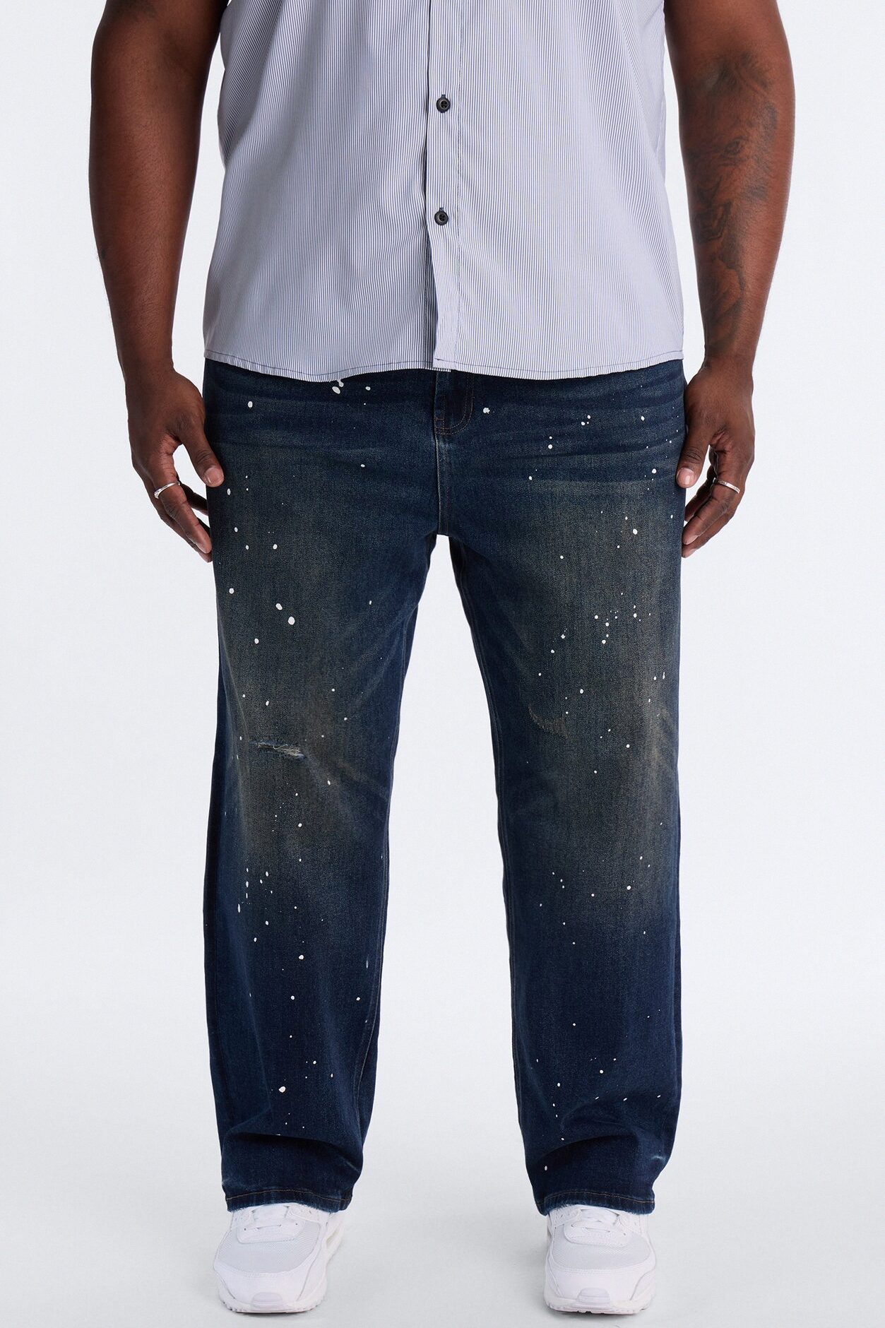 In The Paint Splat Baggy Jeans - Dark Wash