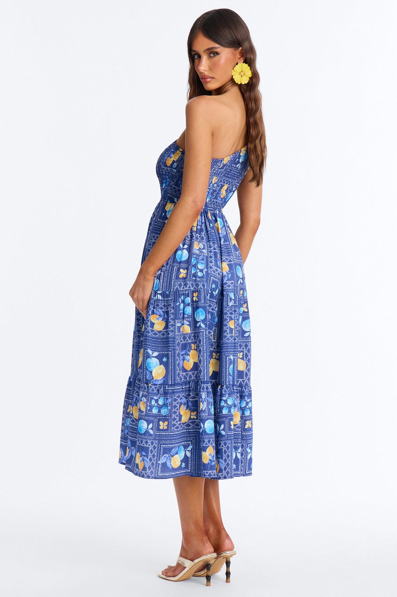 Peachy Keen Print Midi Dress - Blue/combo