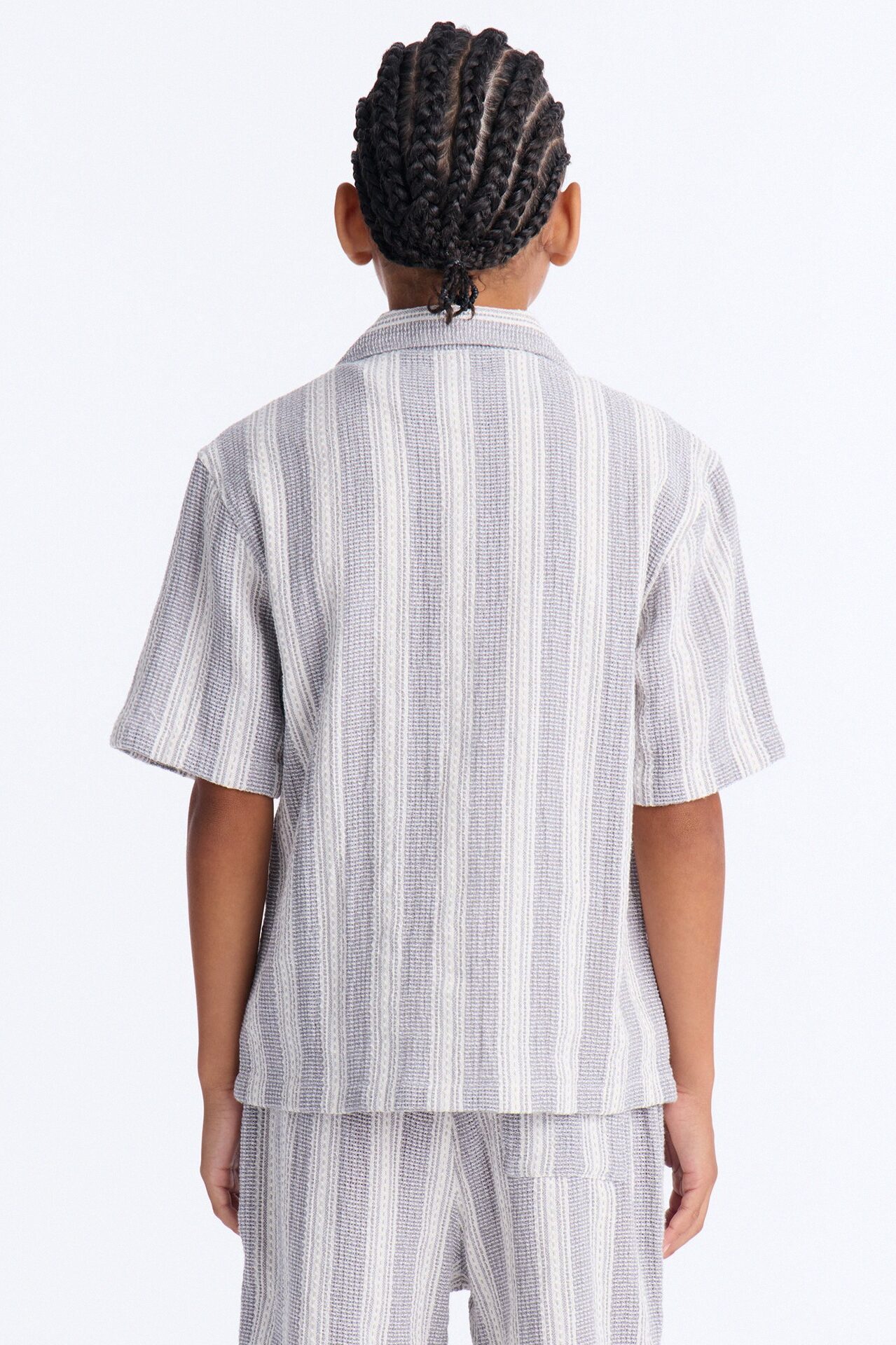 Mini Staying On Top Textured Button Down Shirt - Grey/combo