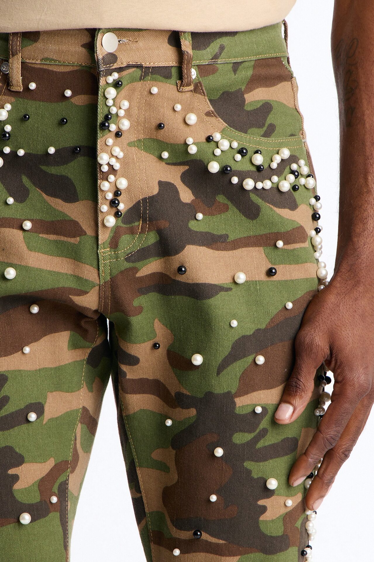 Stacked Skinny Flare Pearl Camo Jean - Camouflage