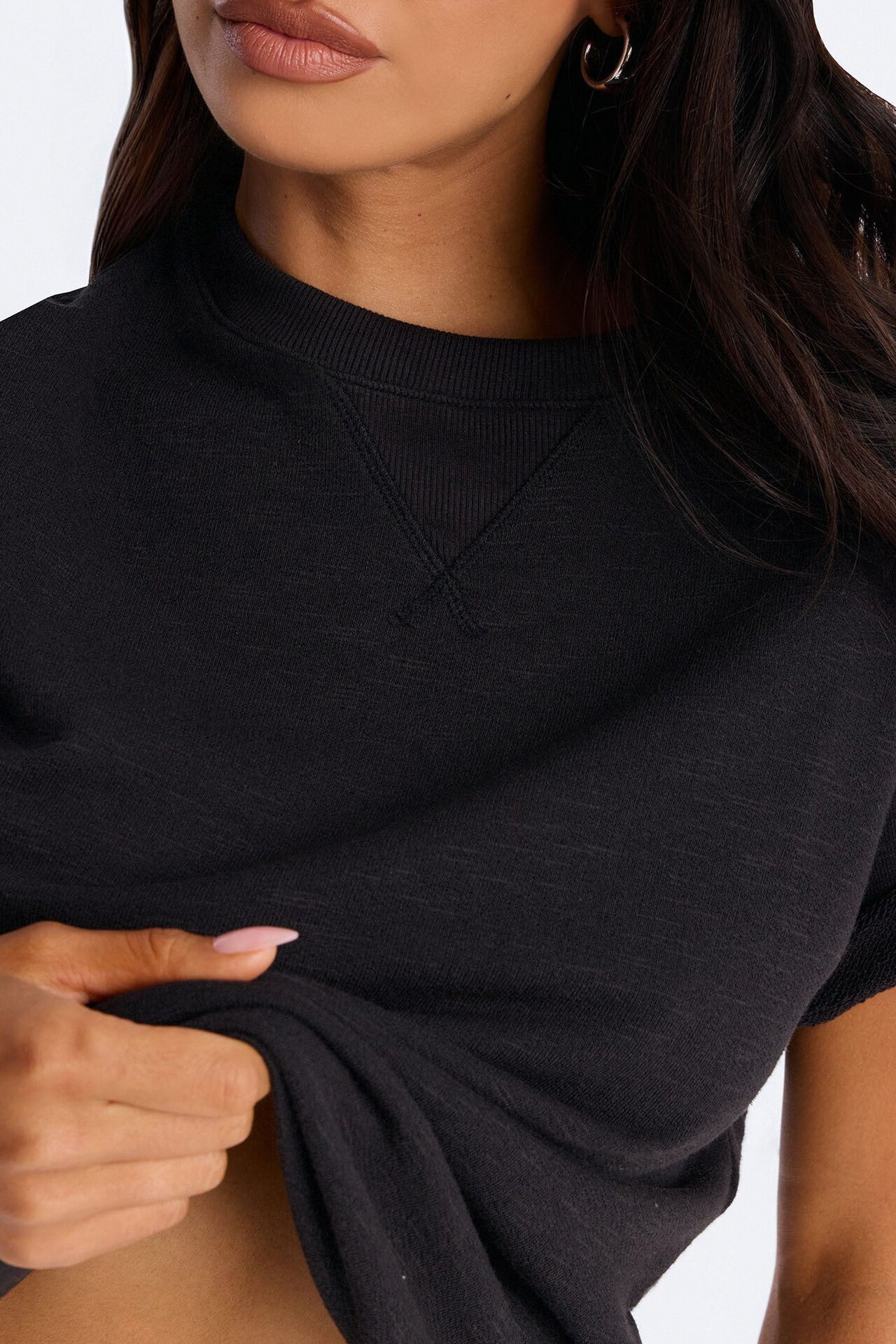 Korie Oversized Crew Neck Short Sleeve T-Shirt - Black