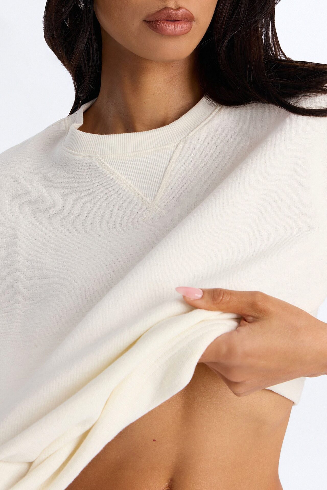 Korie Oversized Crew Neck Short Sleeve T-Shirt - Cream