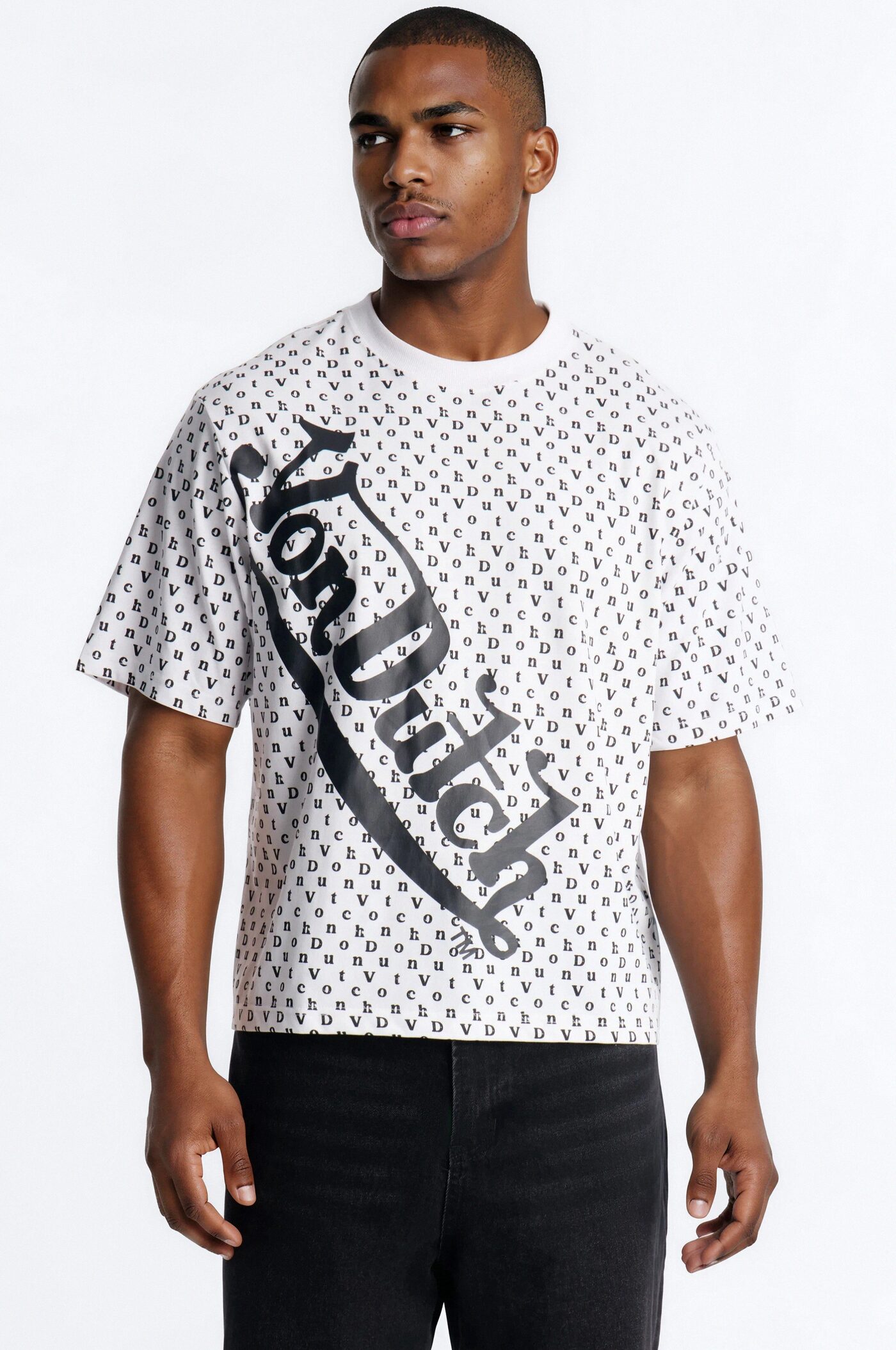 Von Dutch All Over Boxy Heavyweight Short Sleeve Tee - White
