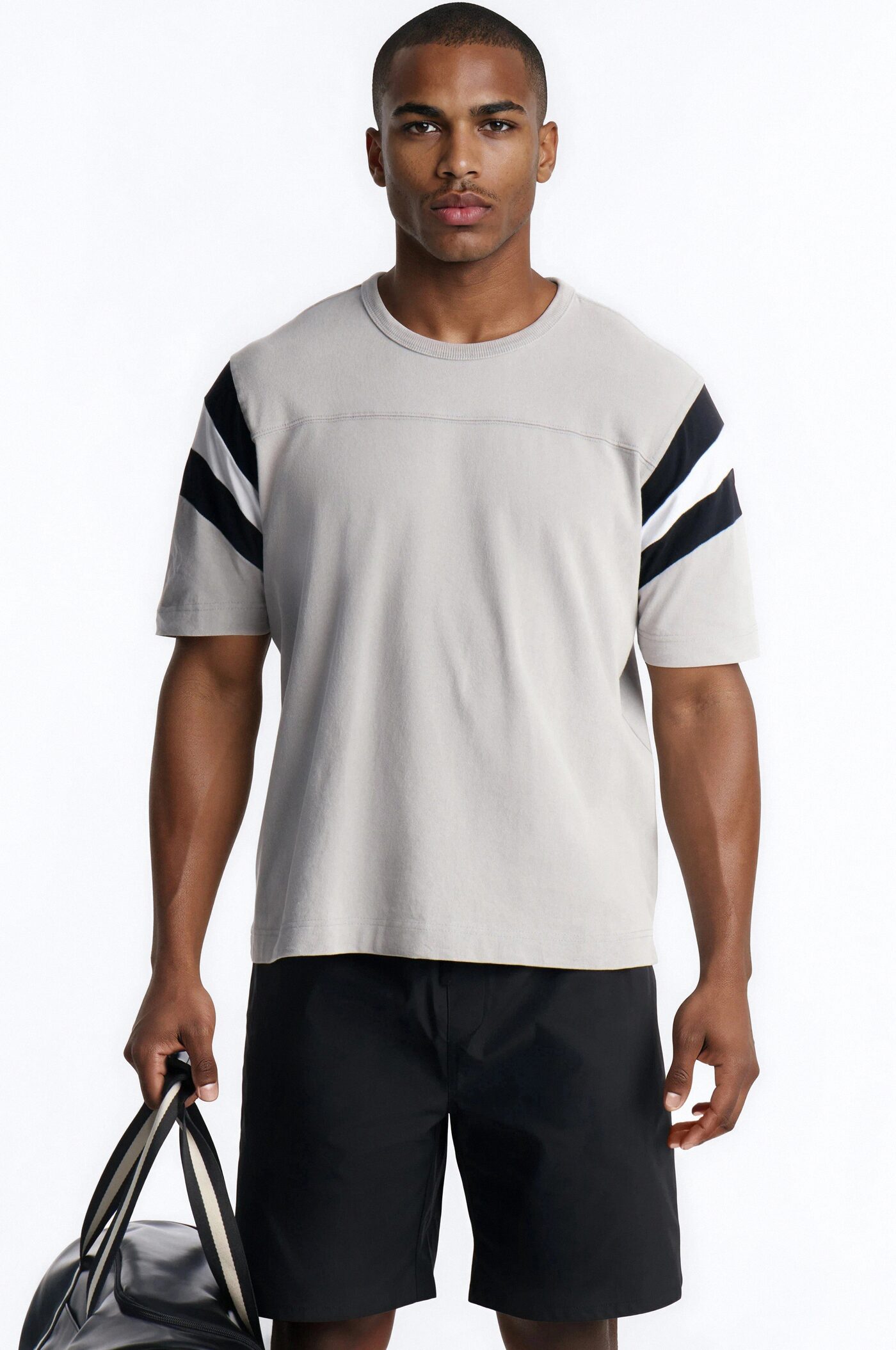 Boxy Varsity Stripe Tee - Grey/combo