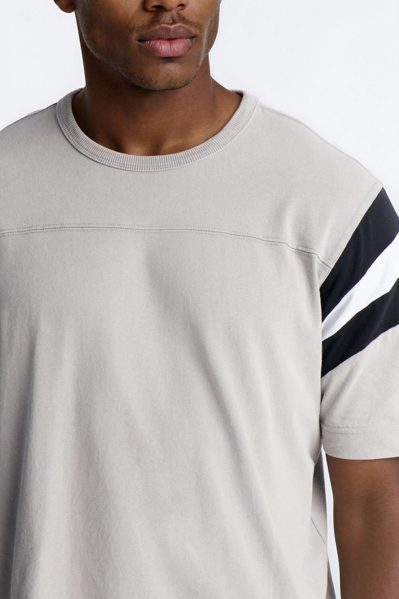 Boxy Varsity Stripe Tee - Grey/combo