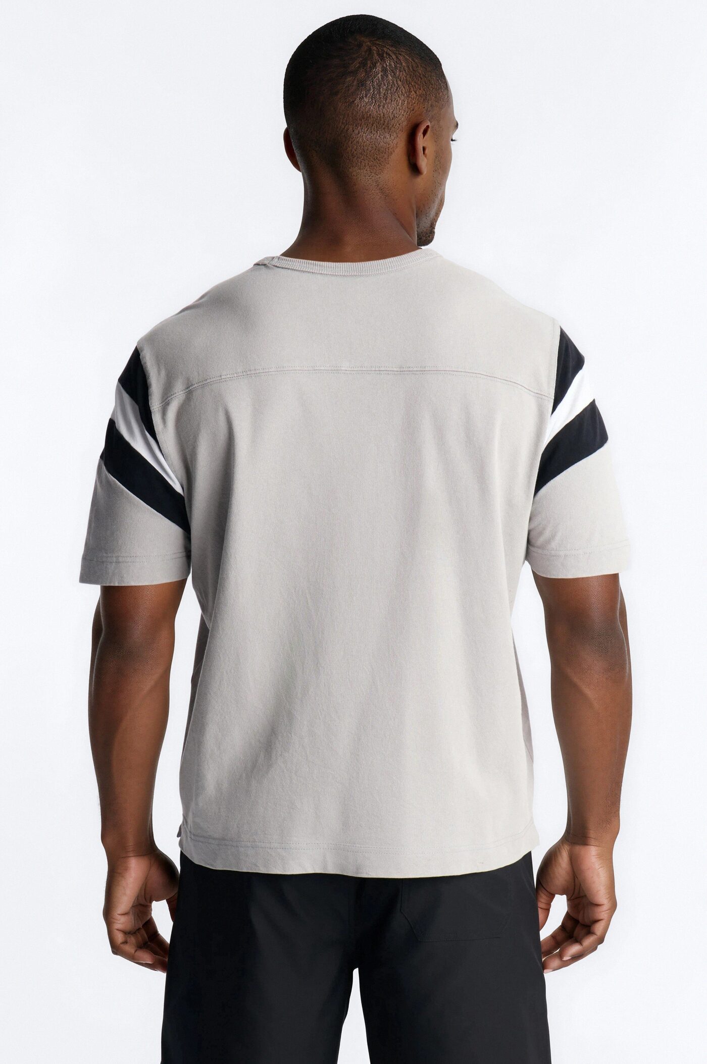 Boxy Varsity Stripe Tee - Grey/combo