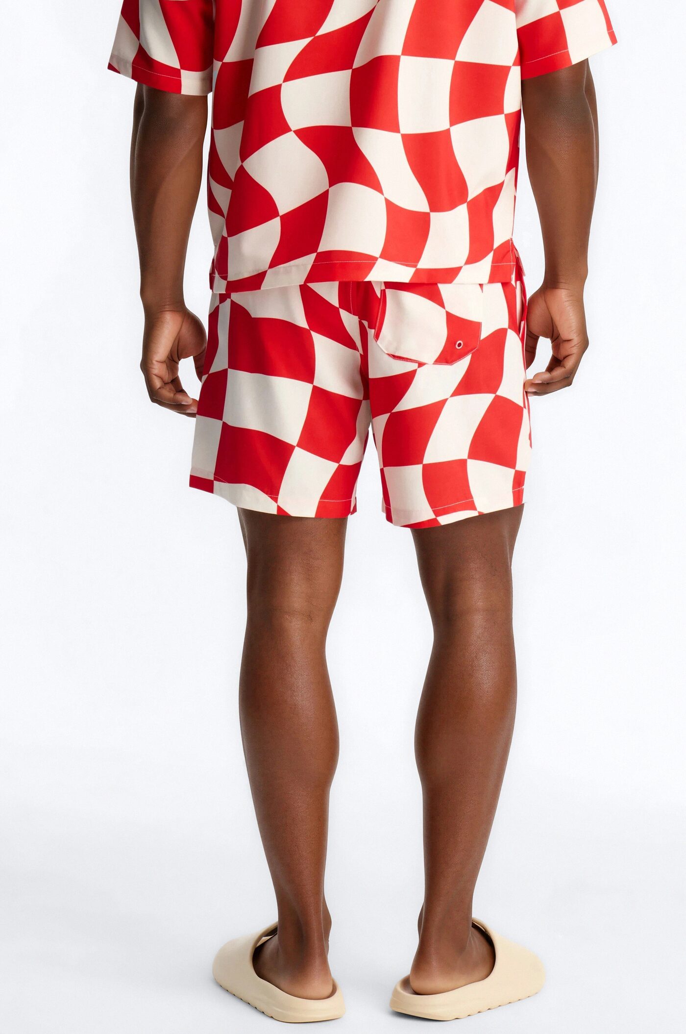 Apex Sector Checkered Swim Trunk 7″ - Red