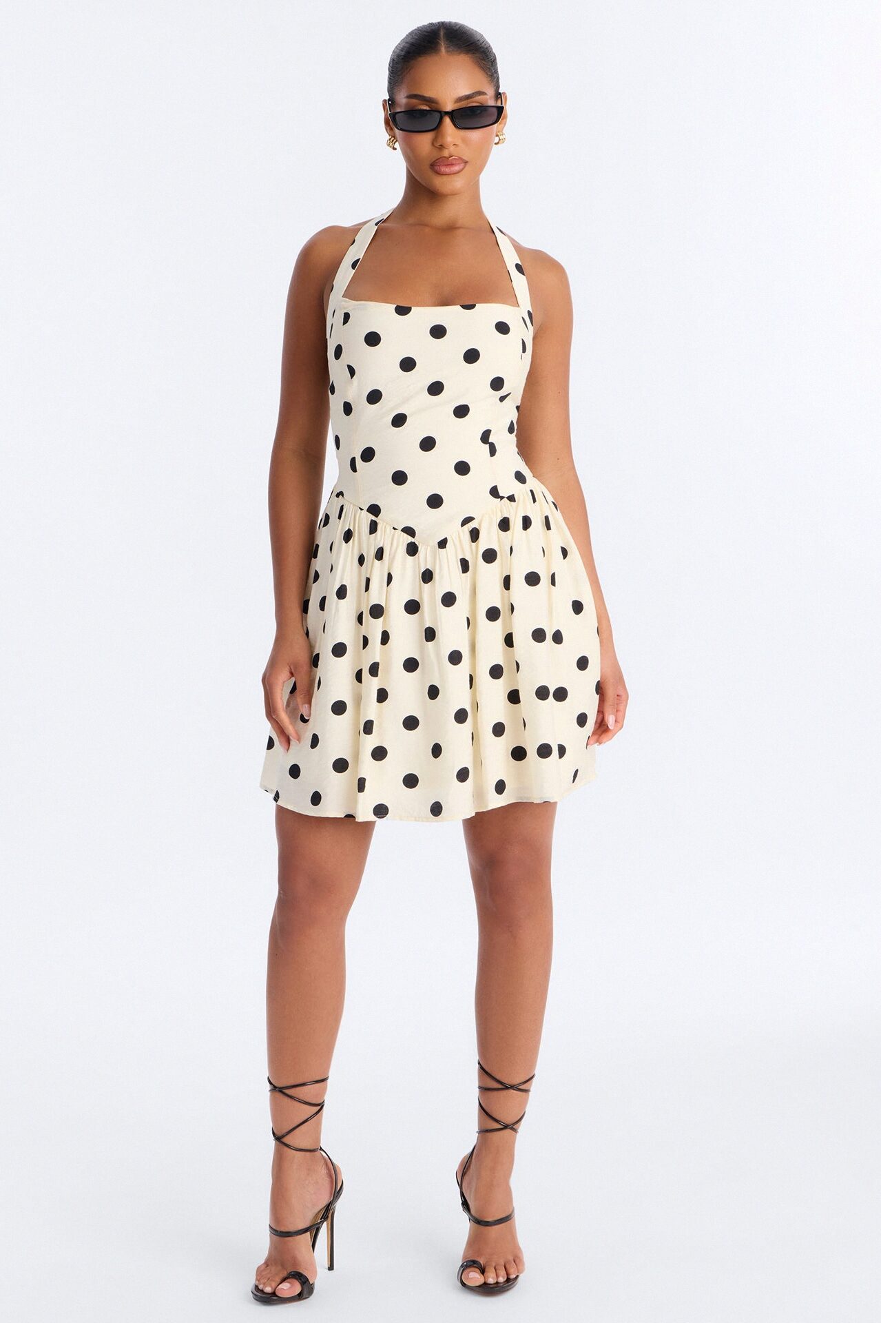 Clara Polka Dot Mini Dress - Cream/combo