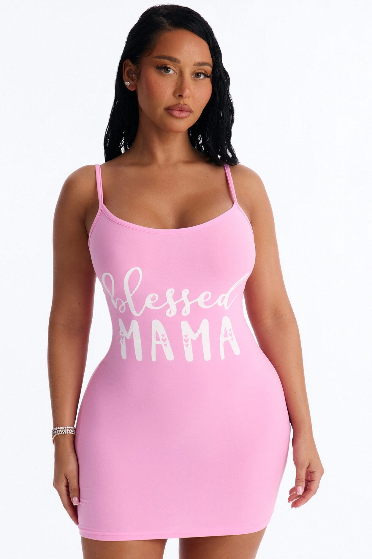 Mama Is Blessed PJ Sleep Dress - Pink/combo