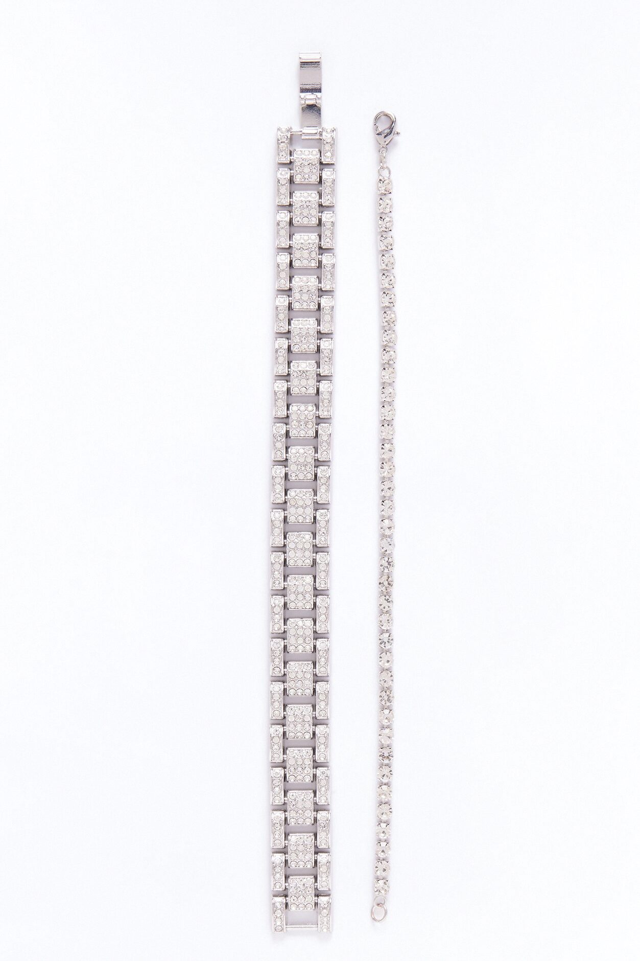 Forever Cold Iced Bracelet Set - Silver