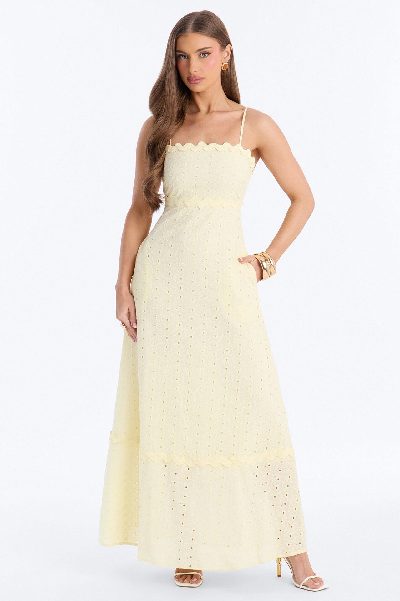 Jayden Eyelet Maxi Dress - Yellow