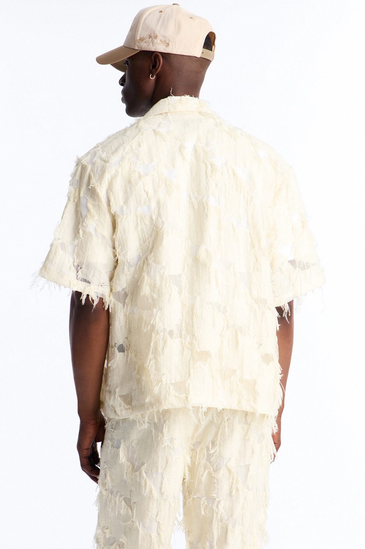 Relaxed Desert Oracle Cuban Collar Button Up Shirt - Cream