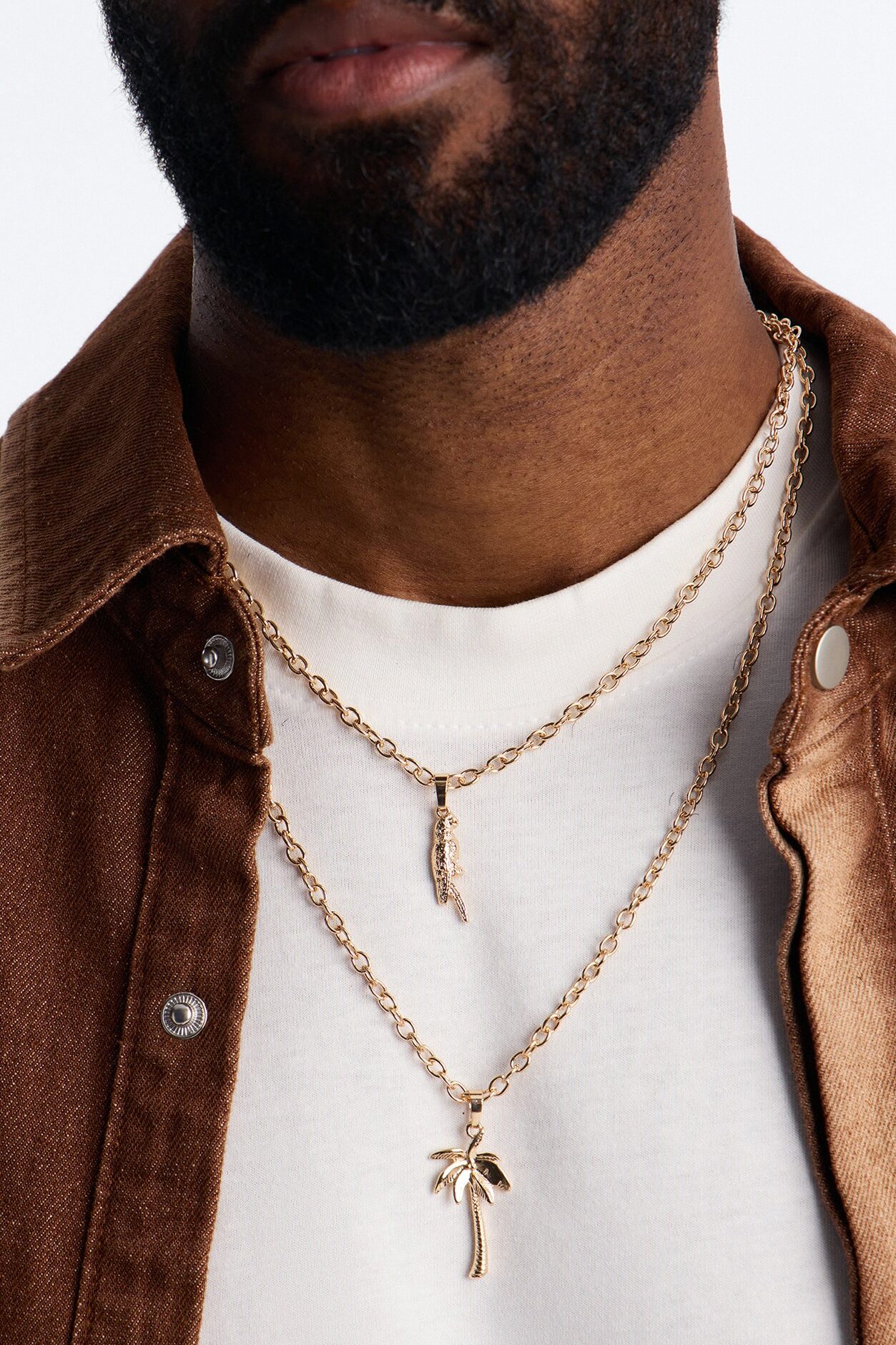 Layered Island Pendant Necklace Set - Gold