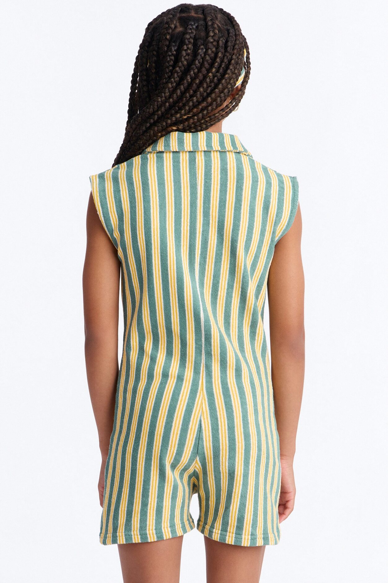 Mini Summer Fridays Terry Cloth Romper Set - Green/combo